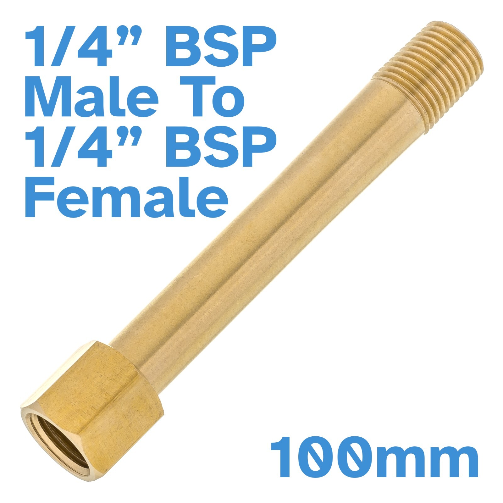 100mm 1/4″ BSP Male To Female Thread Brass Pipe Extension Fitting Connector