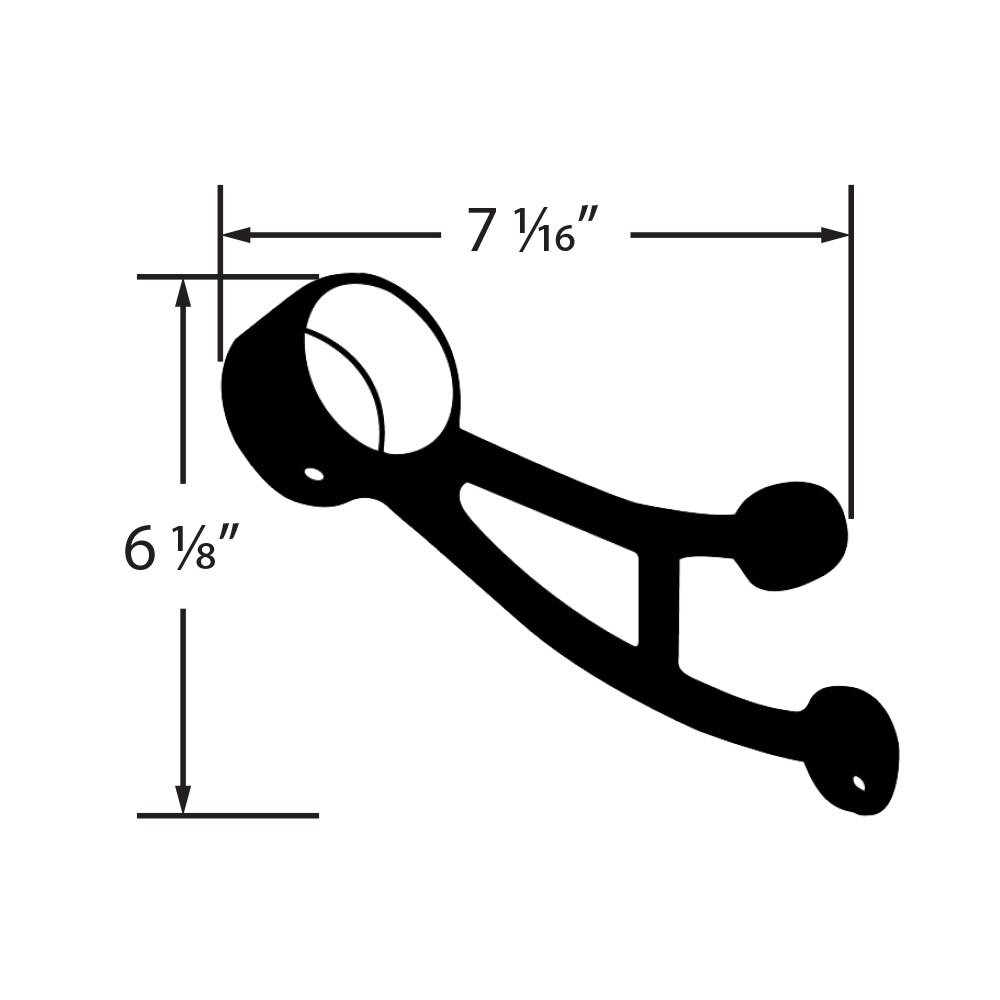 2″ Dia. x 6-1/8″ H Matte Black Bar Mount Footrail Bracket for 2″ O.D. Tubing