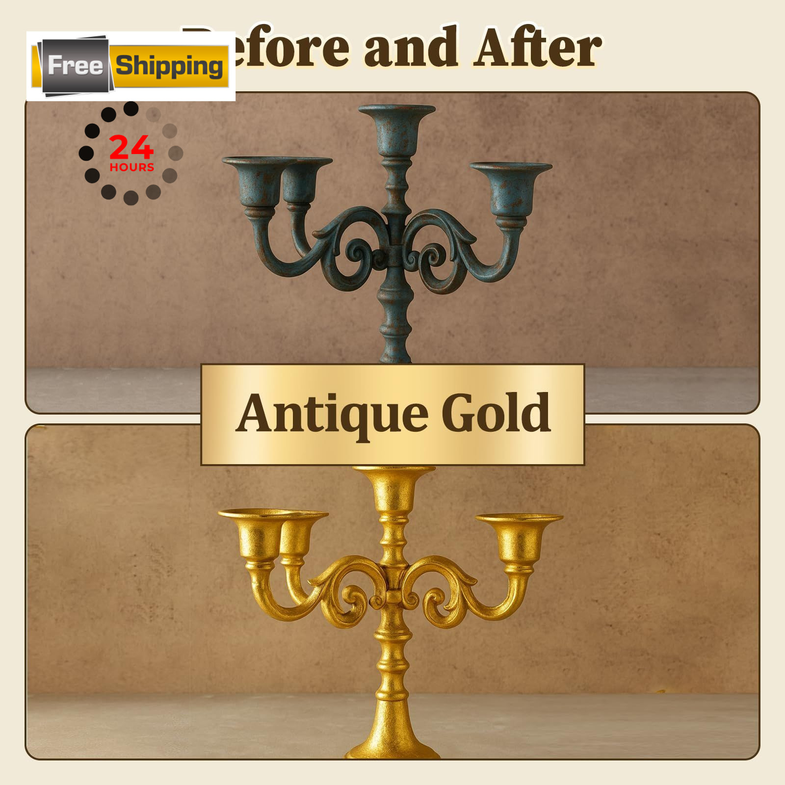 CIONIA Gold Paint Metallic Acrylic, 1 Fl Oz (Pack of 1), Antique