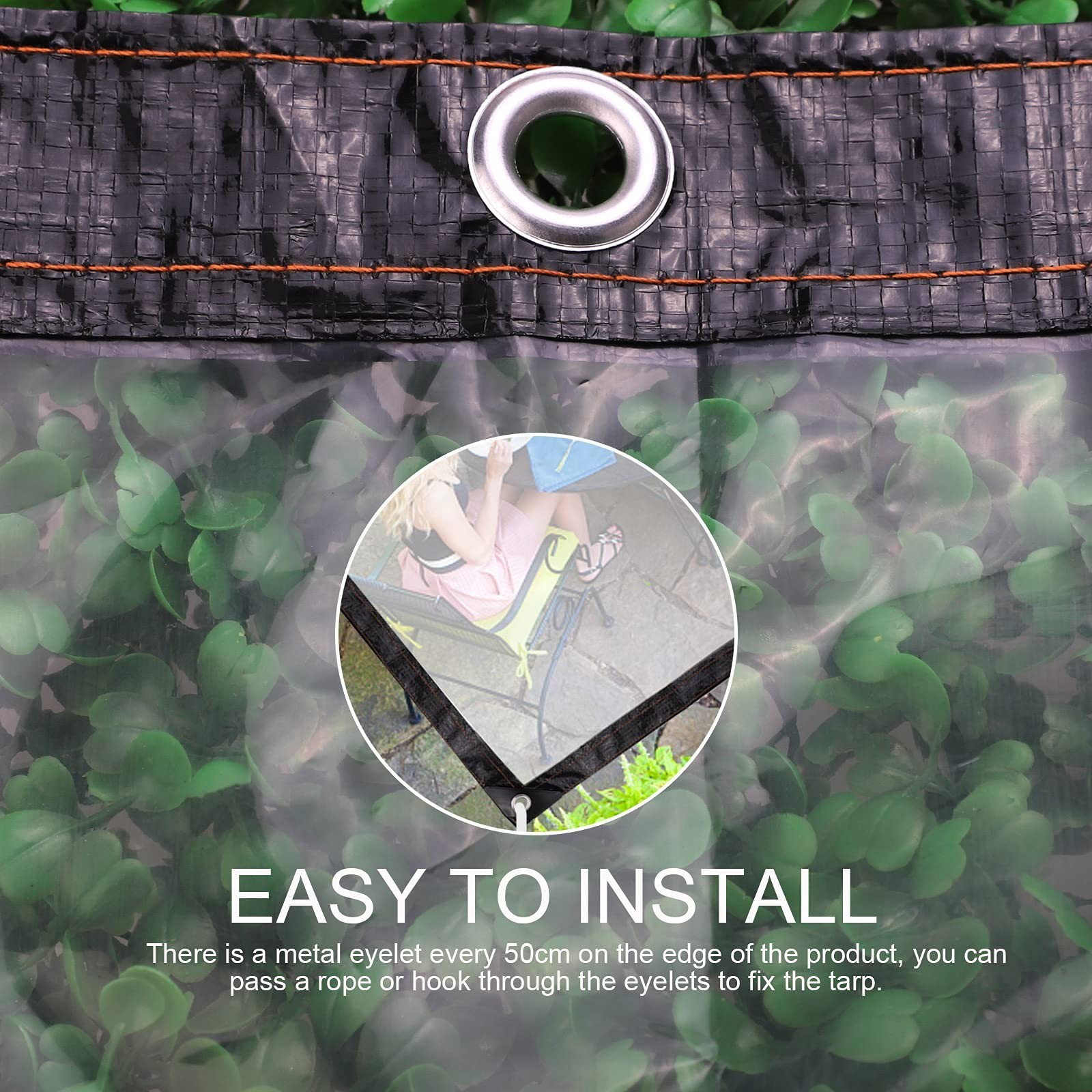 Lrnn Clear Waterproof Cover Tarp 10 x 8 ft Plastic Tarps Heavy Duty with Grom…