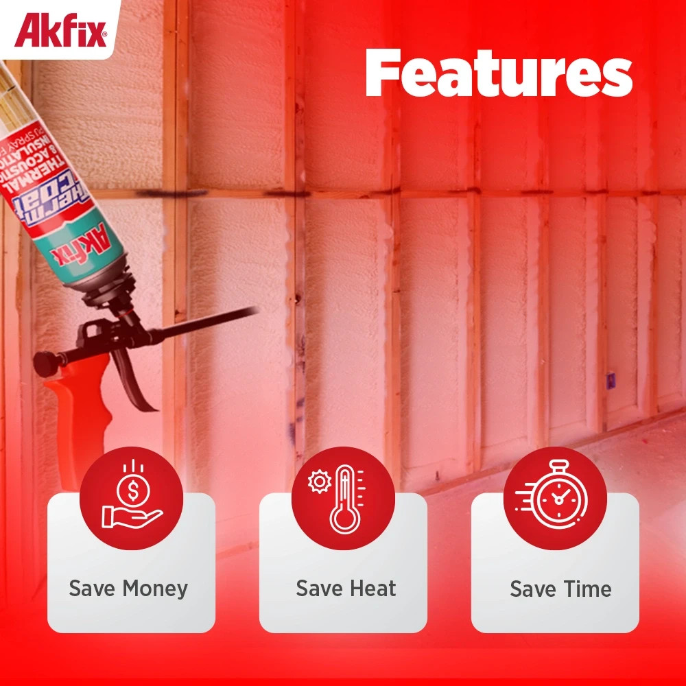 Akfix Thermcoat Spray Foam Insulation Kit Closed Cell Fire Rated 360 Sq Ft 18 pk