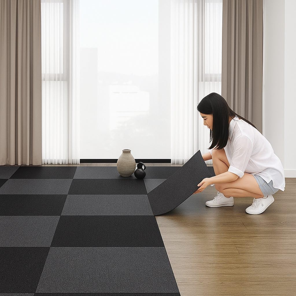 Xhikowat 24X 24 Carpet Tiles Peel And Stick 10Pcs Non-Slip Carpets Squares 40