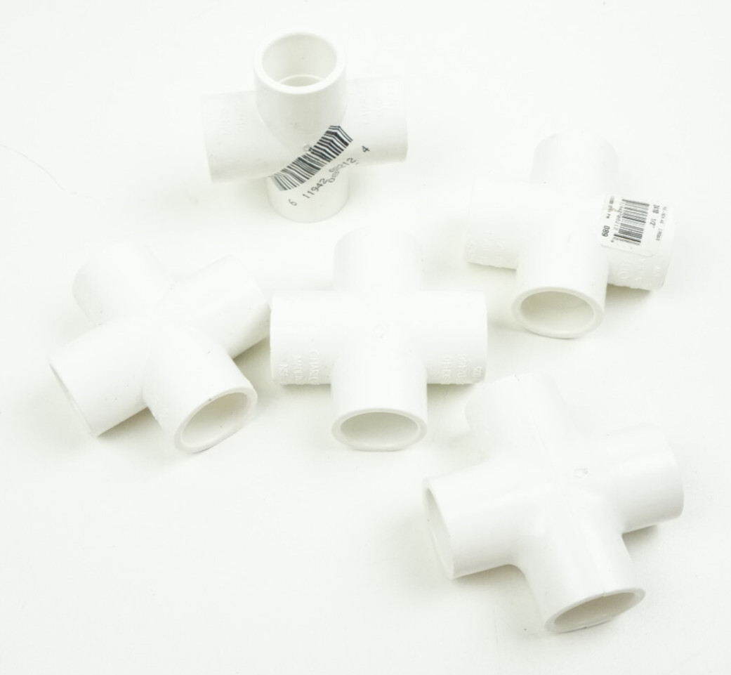 Charlotte Pipe 1/2″ x 1/2″ x 1/2″ x 1/2″ PVC Solvent Cross Fitting SCH40 5 Pack