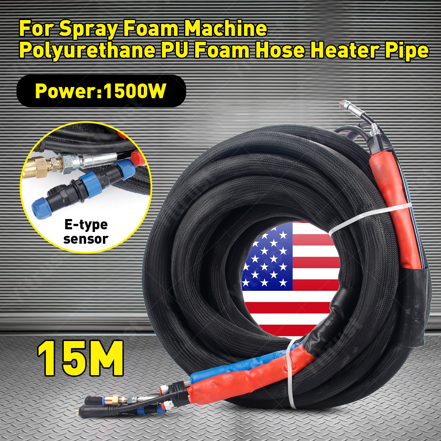 15M Polyurethane PU Foam Hose Heating Hose Heater Pipe for Spray Foam Machine