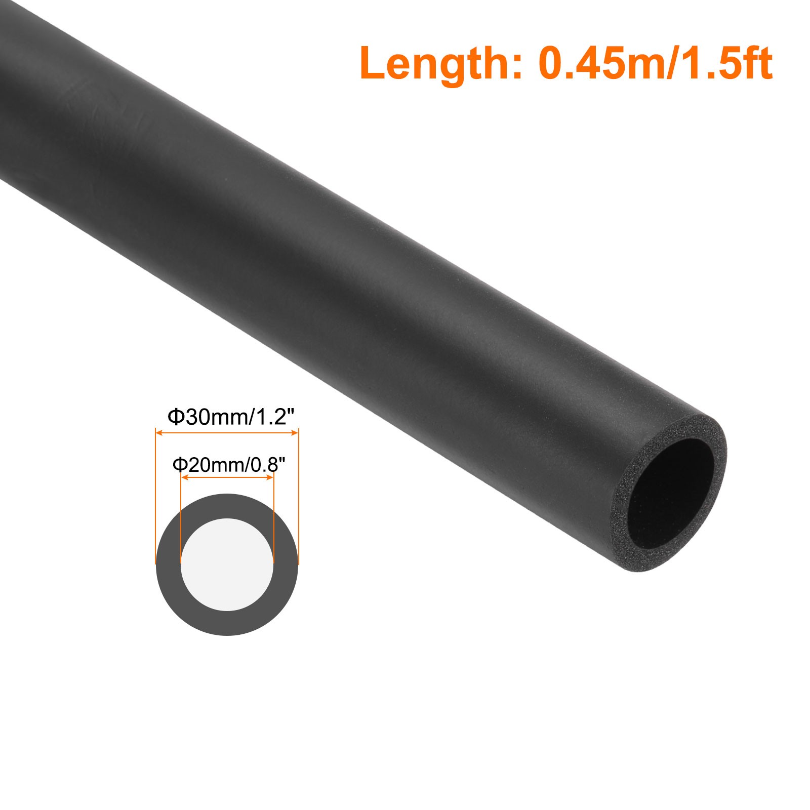 Pipe Insulation Foam Tube 13/16″ x 1-3/16″ 1.5ft Heat Insulated-20x30mm/Black