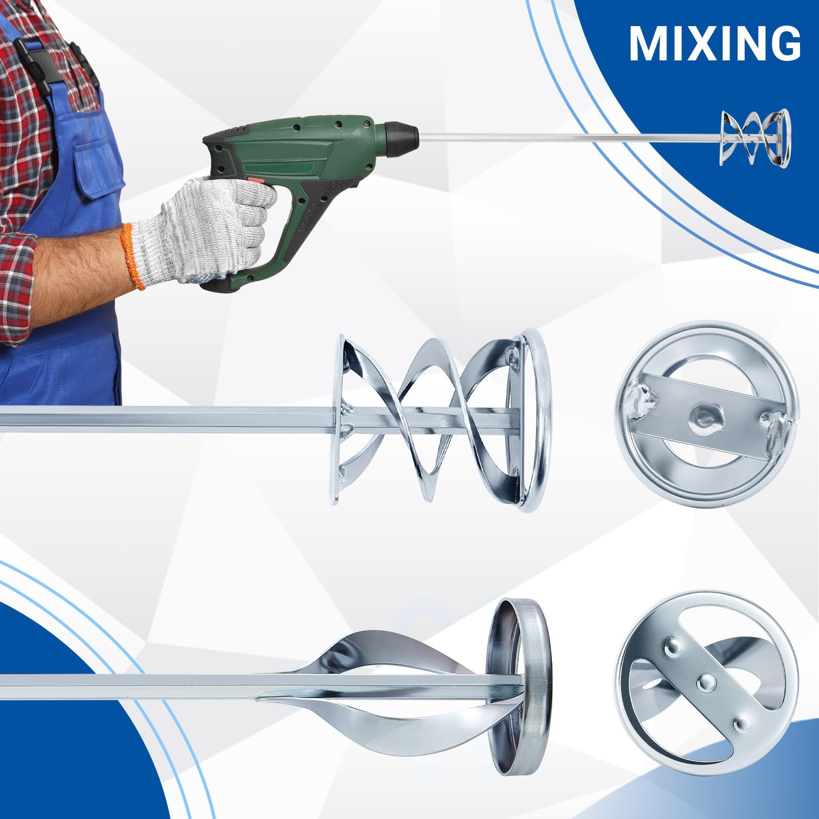 Set of 2 Paint Mixer for Drill Painting Mixer Stirrer Drill Attachment, 15.7 …
