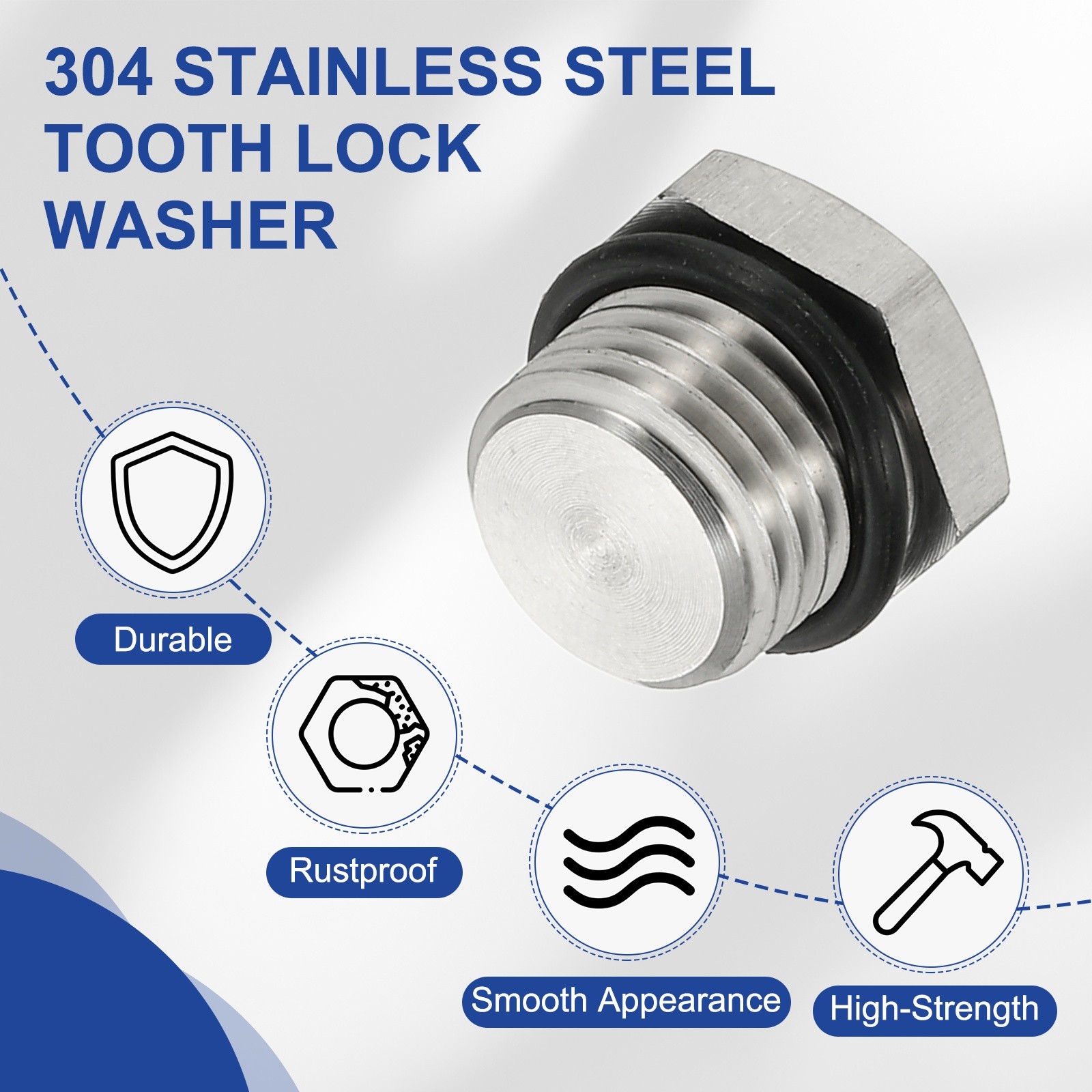 NPT Pipe Plug Fitting 304 Stainless Steel NPT1 with Sealing Rubber Ring