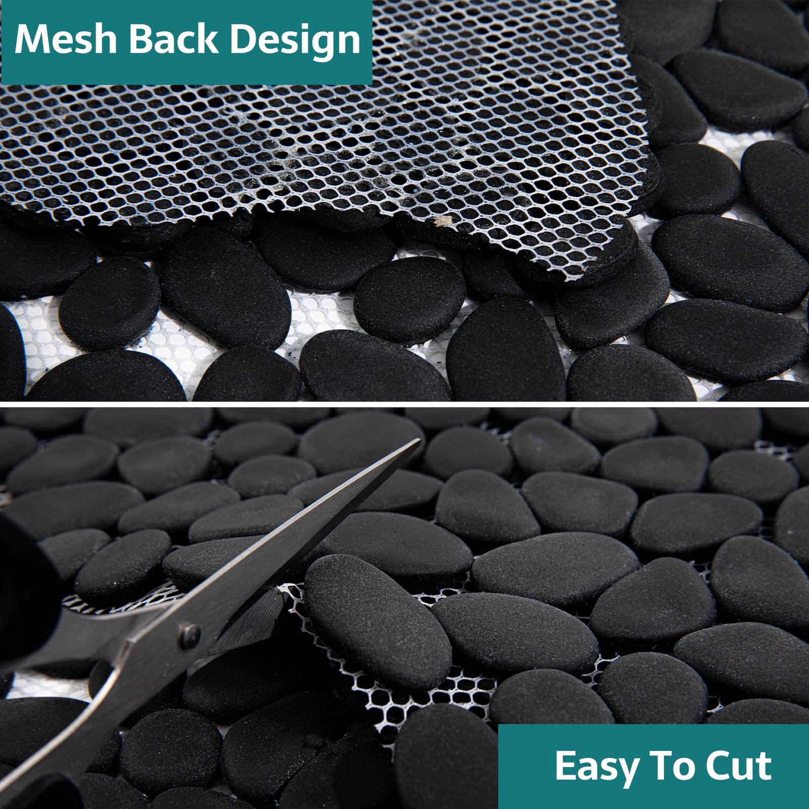 Soulscrafts Pebble Tile Black Pebble Tiles For Shower Floor Kitchen Backsplash