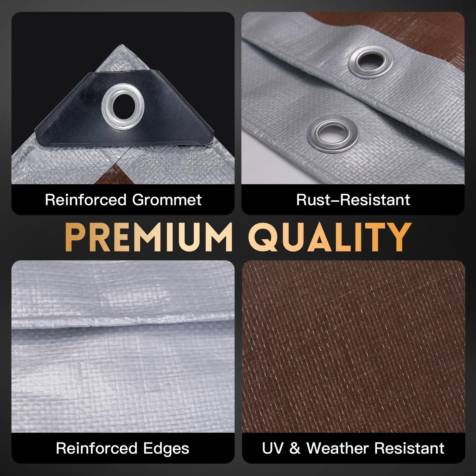 Tarp 8×10 ft Heavy Duty 10mil Silver/Brown 100% Waterproof High Durability Mu…