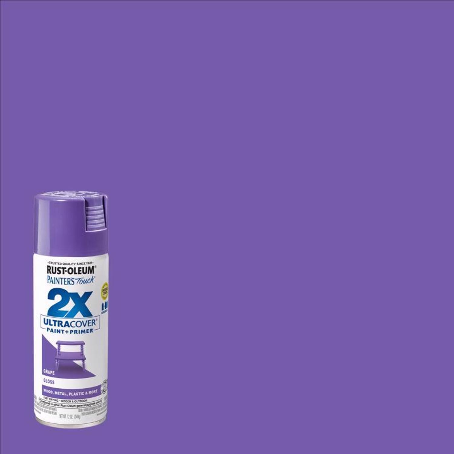Rust-Oleum 249113 2X Ultra Cover Gloss Grape Spray Paint 12 oz. (Pack of 6)