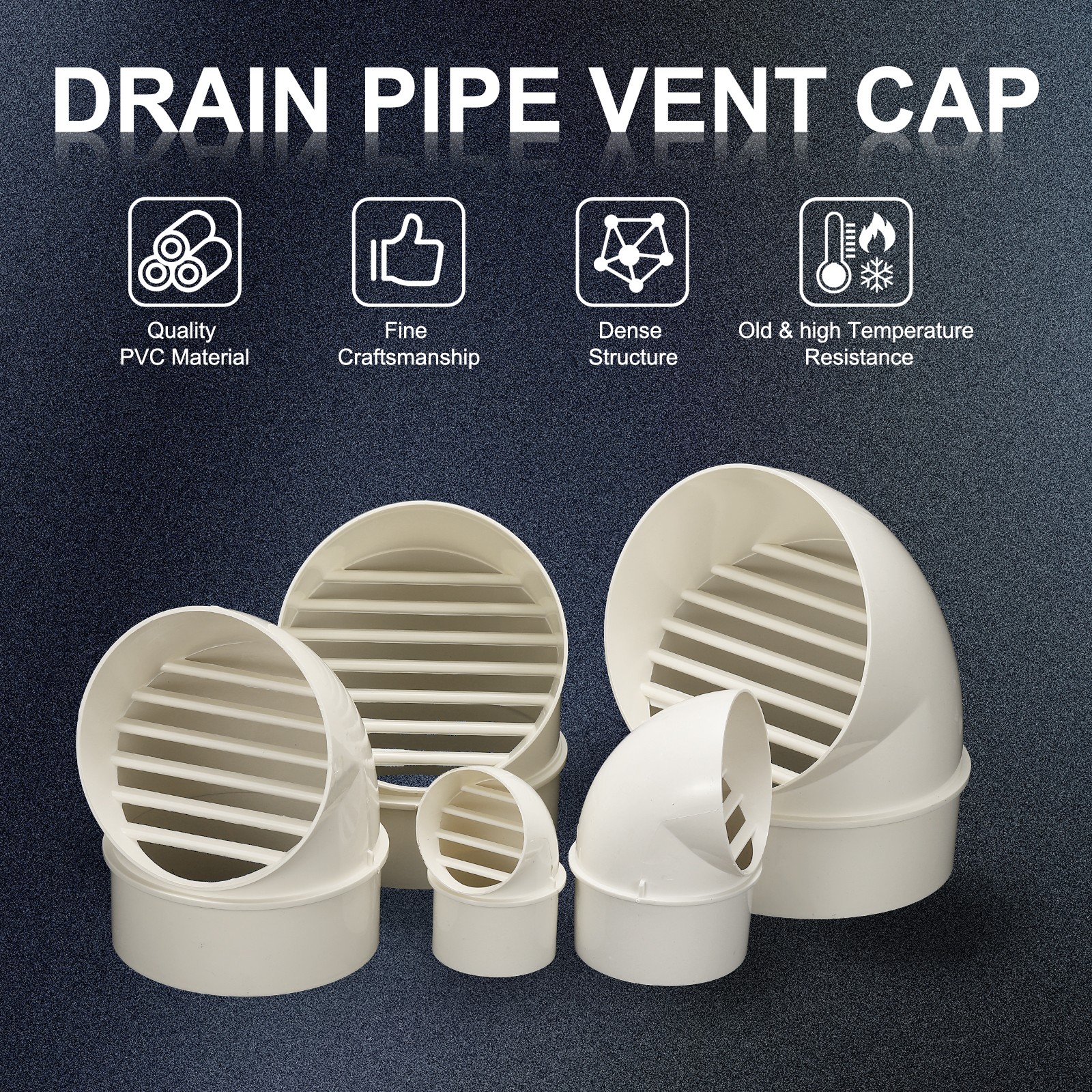 4″ Round Soffit Air Vents, PVC Louver Vent Cover Wall Vent Outside Caps, White