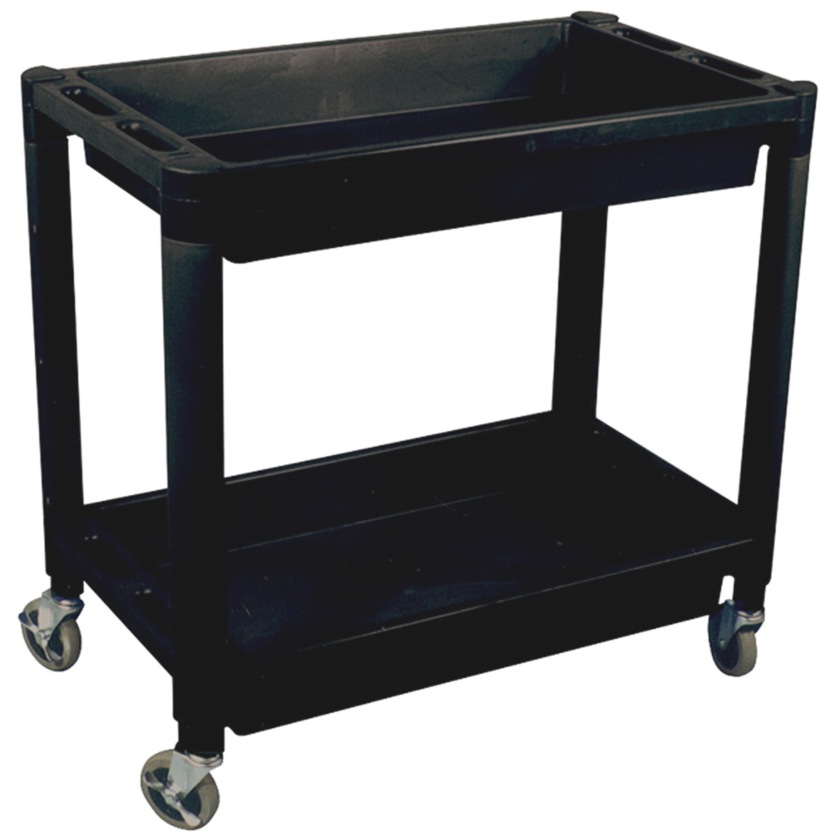 Astro Pneumatic Heavy Duty Plastic 2-Shelf Utility Cart, Black 8330