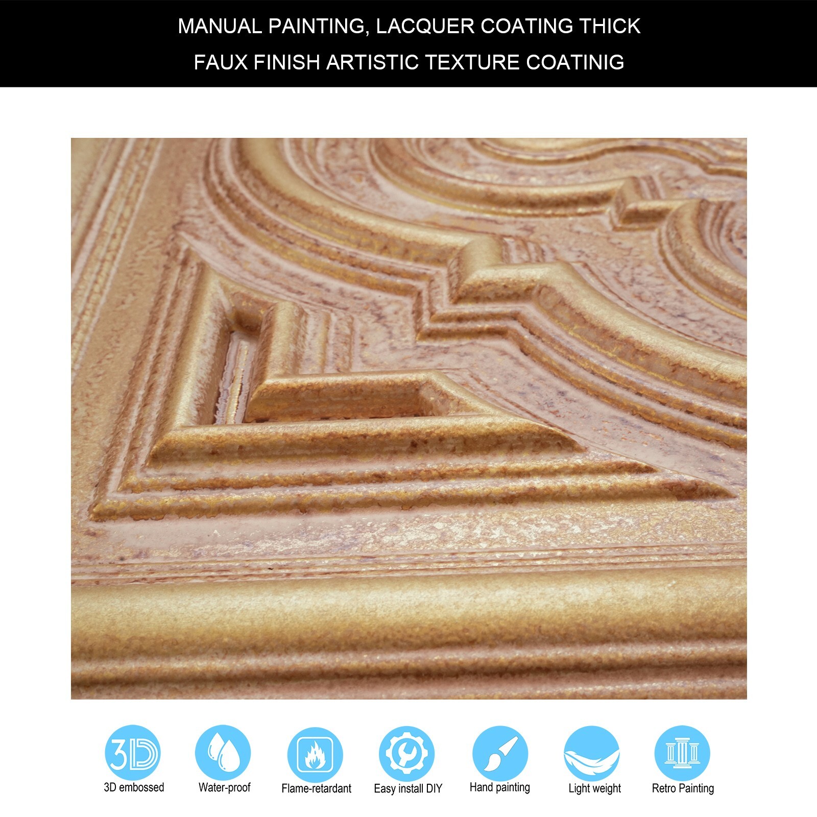 Wainscoting Decorative Wall Panels 24″x24″ PVC PL36 Vintage brown gold 10pcs