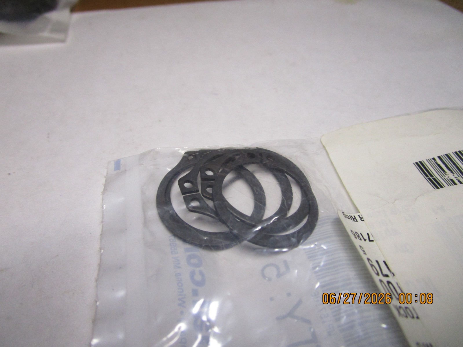 15/16″ShaftDia 0.867″ID Phosphate Carbon Steel External Retaining Ring QTY 5