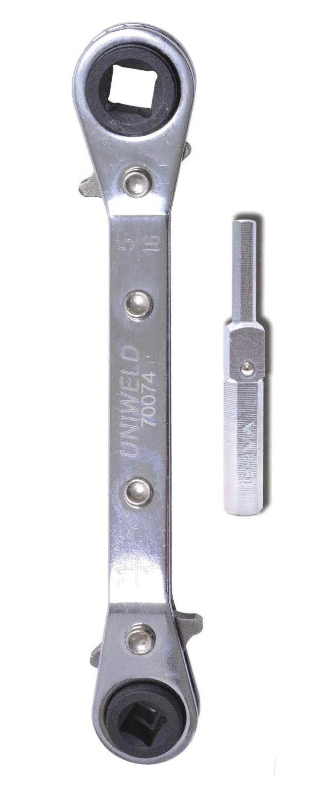 Uniweld 70074 Offset Ratchet (3/16,1/4,5/16,3/8) with DHVA Dual Hex Wrench Adapt