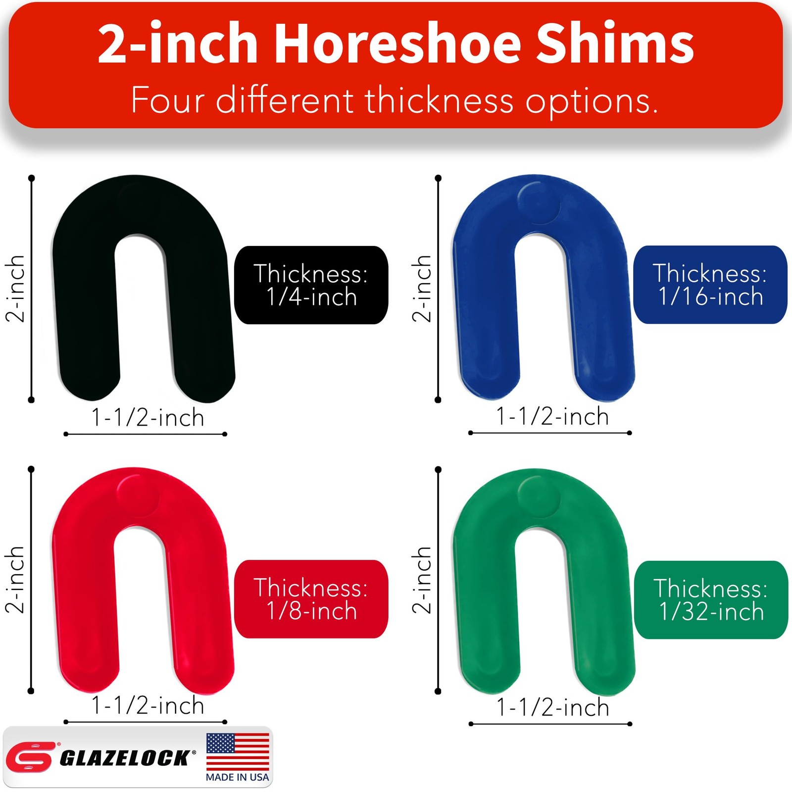 Glazelock Horseshoe Shims 200pk Multipack