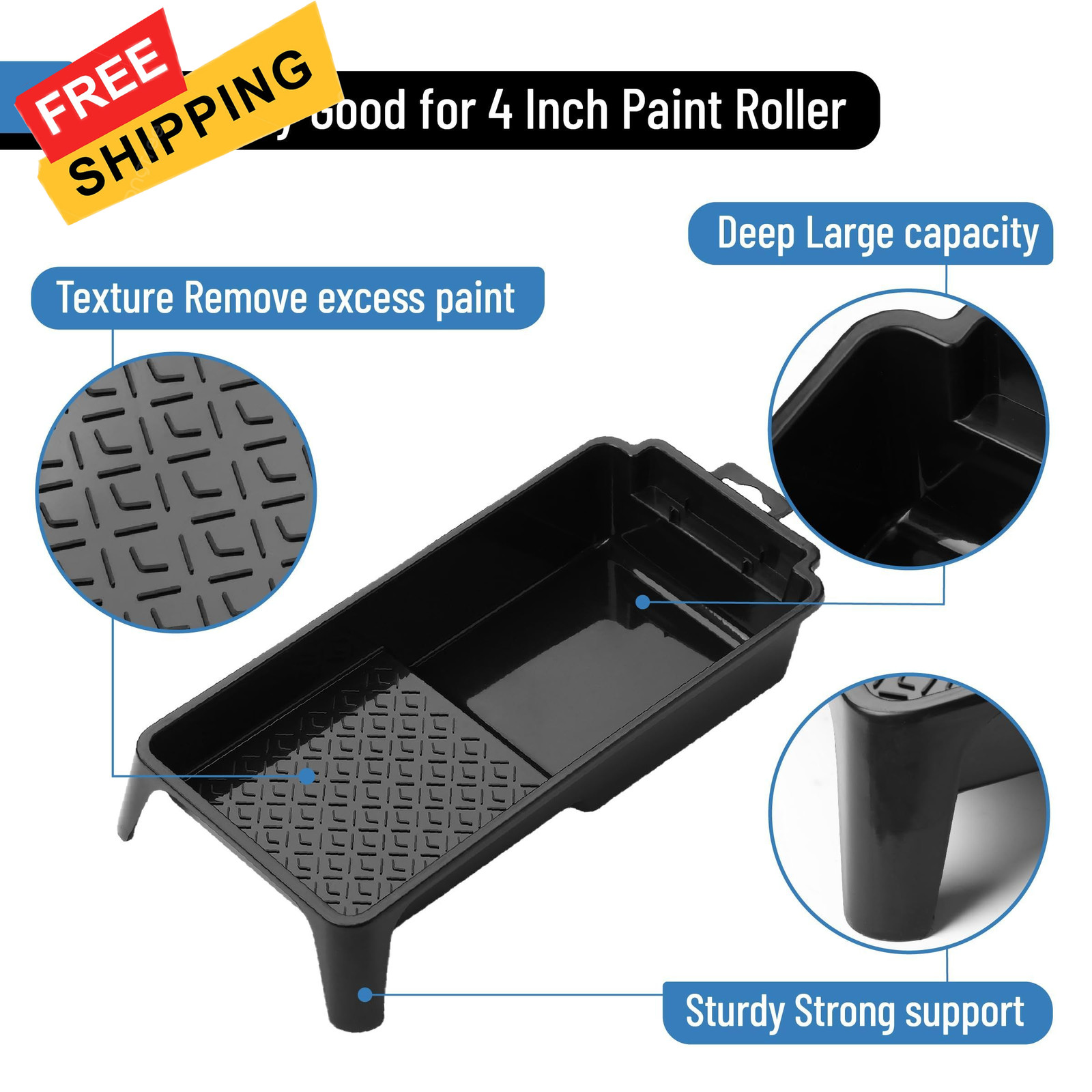 Bates- 4 Inch Paint Tray Set, 22 pcs, 1x 4 Roller 4 inches, Blue