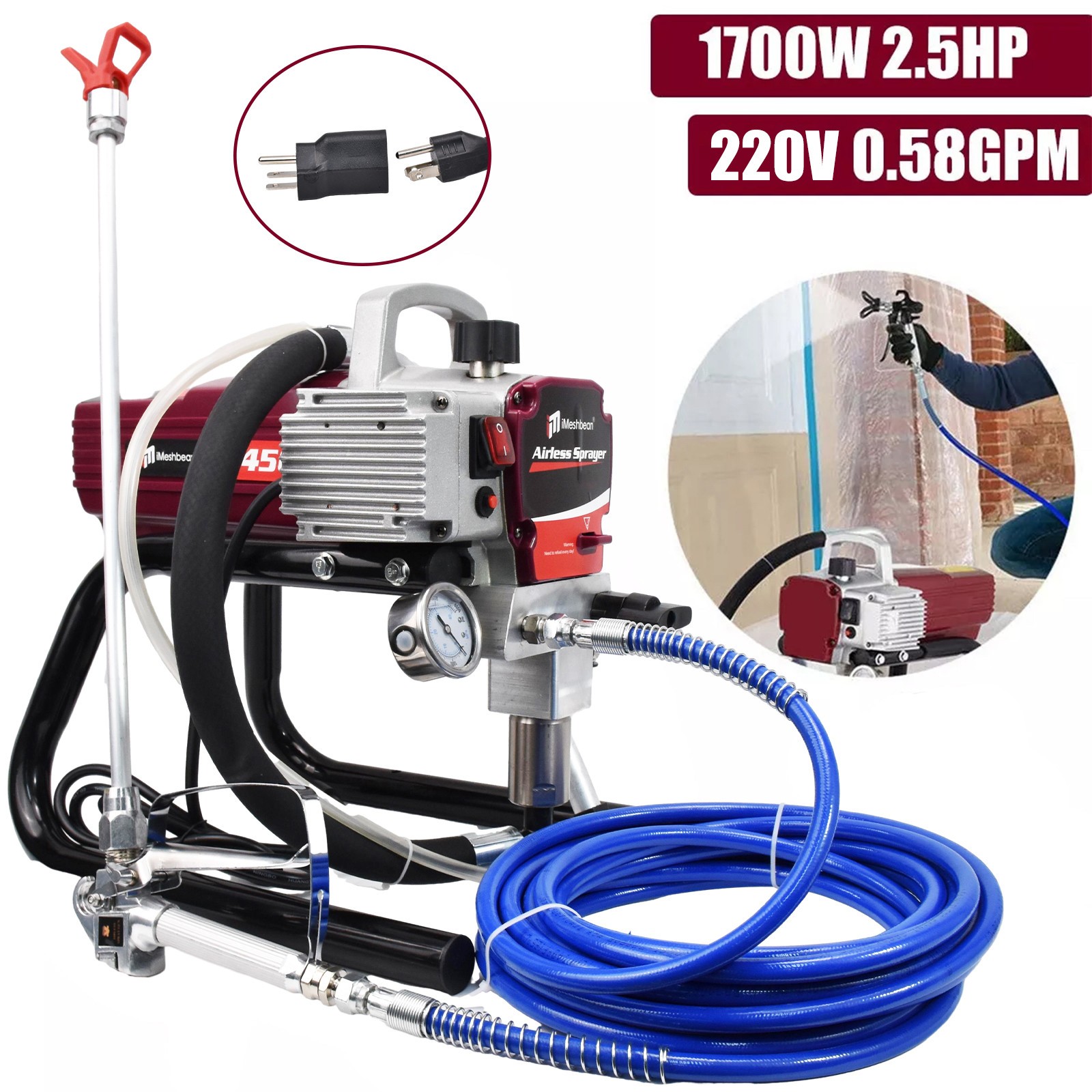 3500W High Pressure Airless Paint Sprayer High Efficiency Power Painting 220V