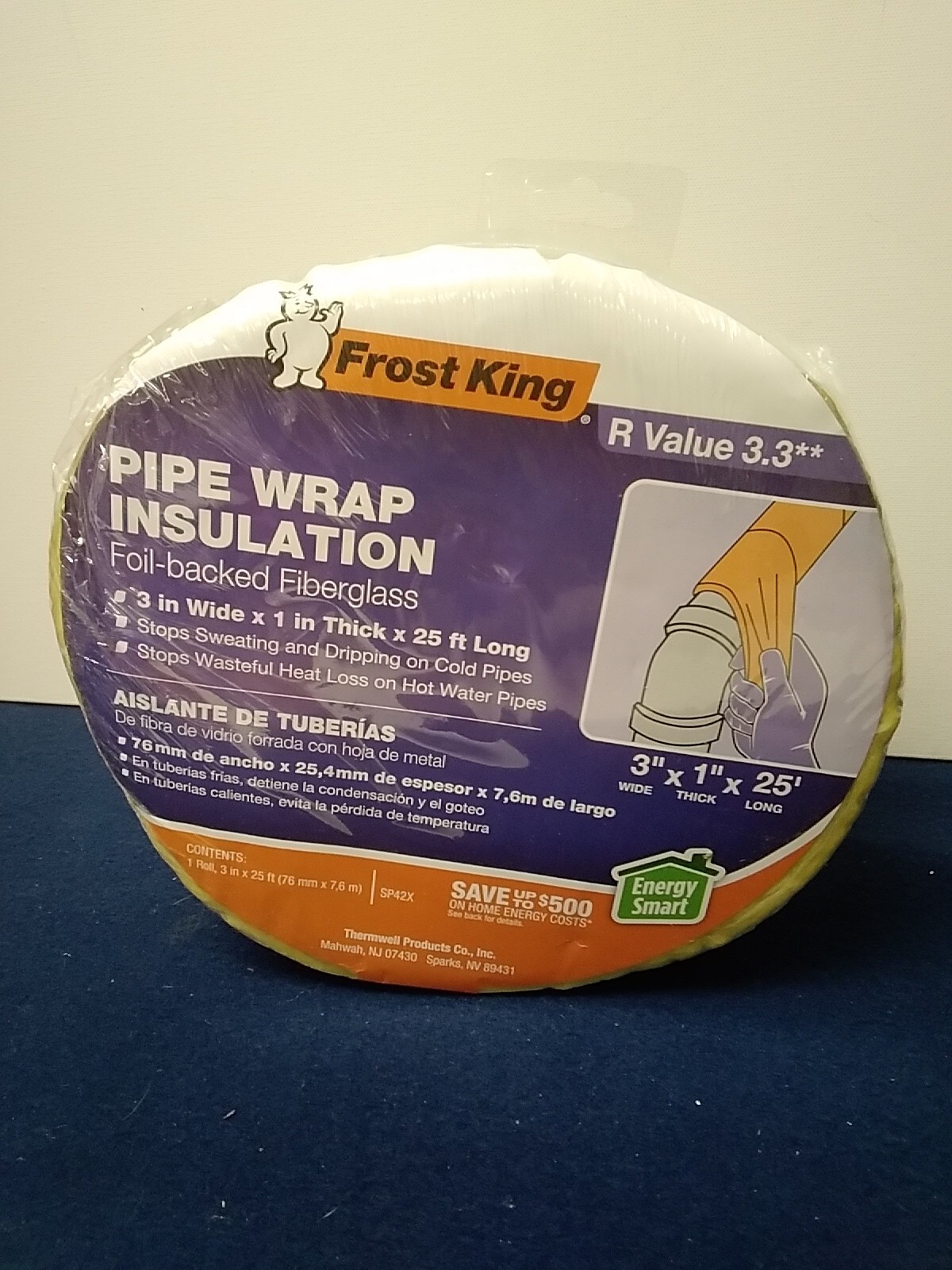 Frost King Pipe Wrap Insulation 3″ Wide X 1″ Thick X 25 Feet Stops Heat Loss
