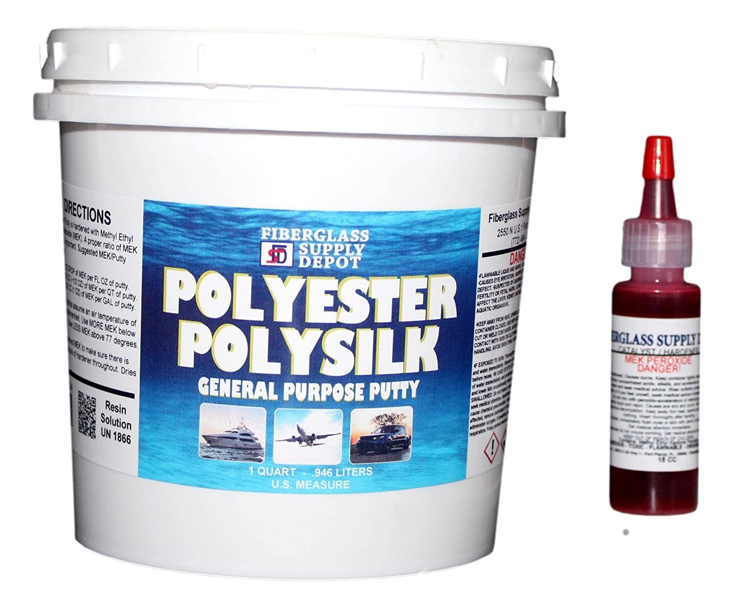 General Purpose Polyester Putty w/Red Hardener(Fairing, Filling, Etc.) – 1 Quart