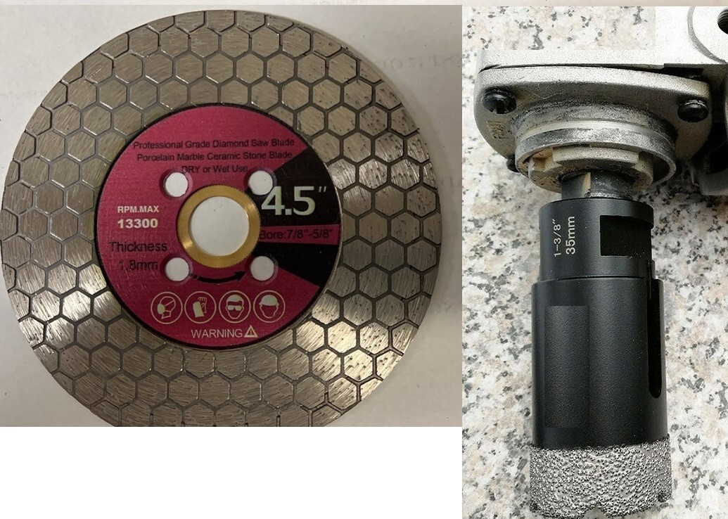4.5″ MARBLE CERAMIC porcelain double-sided grinding wheel blade 1-3/8″ core bit
