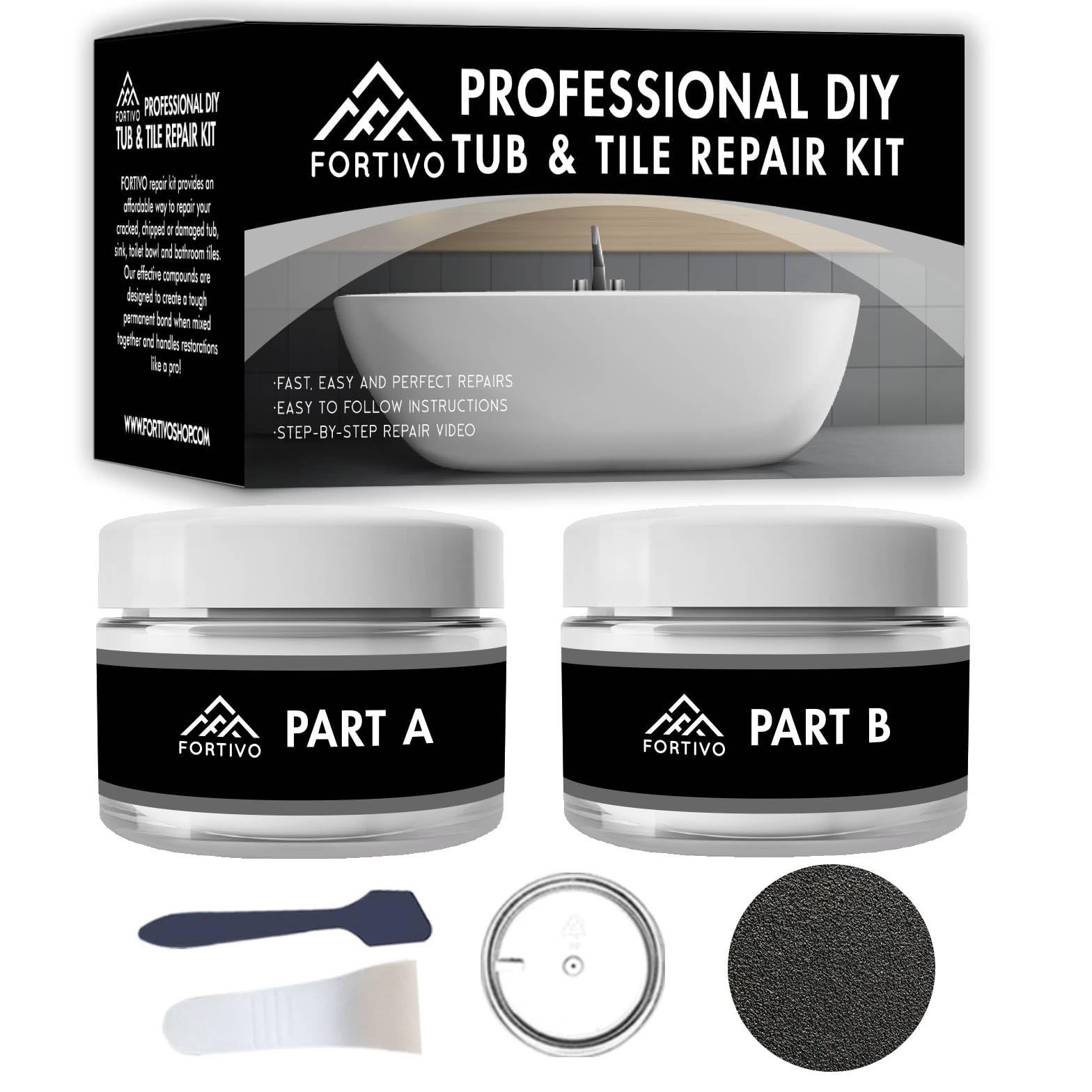 White Porcelain Repair Kit, Fiberglass Tub for Sink, Large,