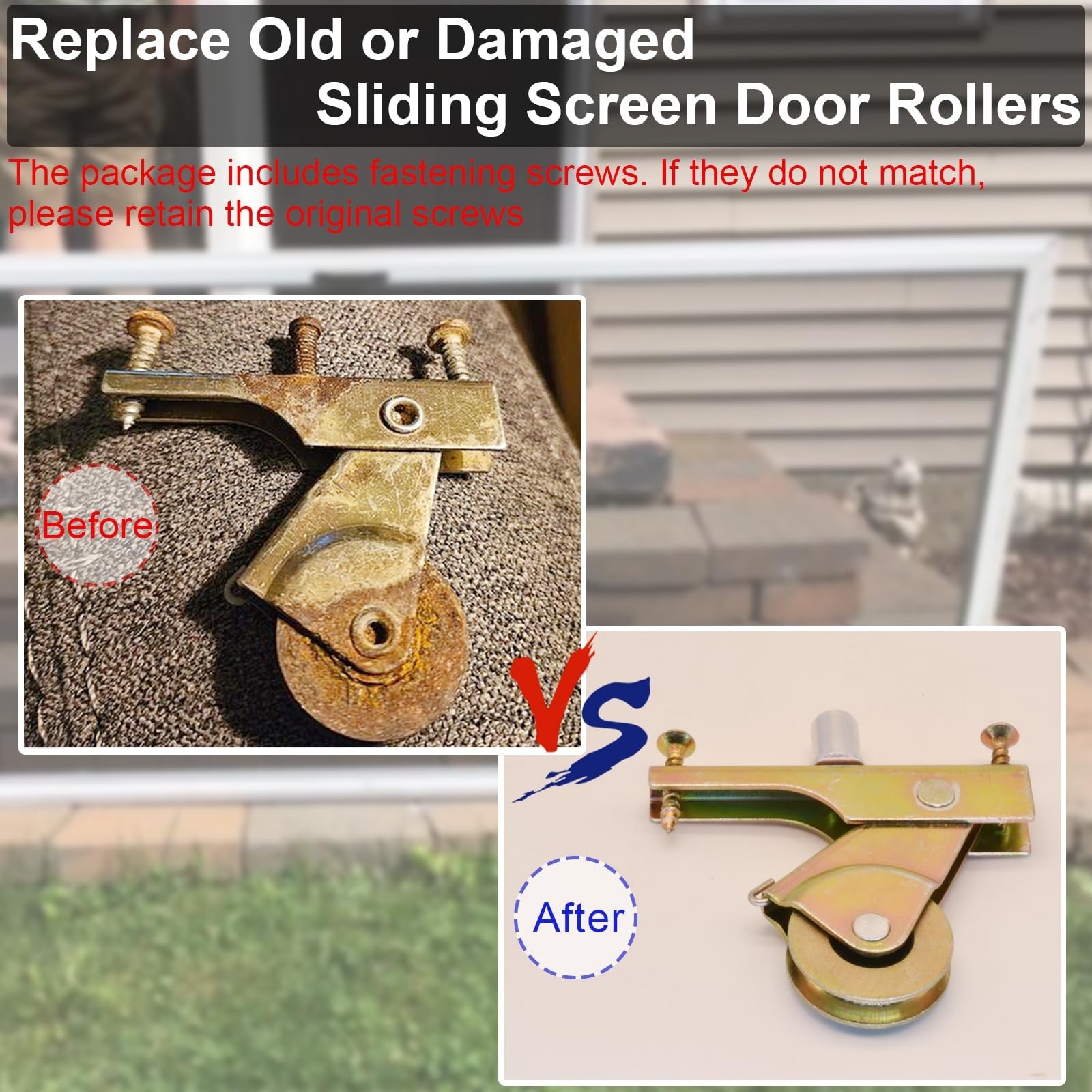 Sliding Screen Door Spring Loaded Roller Replacement with 1″ Steel Ball Beari…