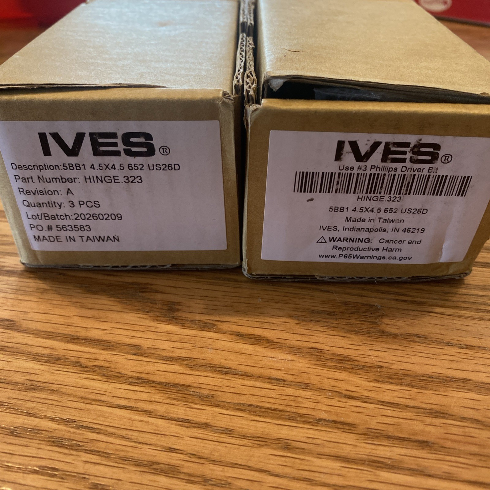 IVES .323 Hinge 5BB1 4.5″ x 4.5″ Square Corner US26D ( 2 BOXES OF 3 )
