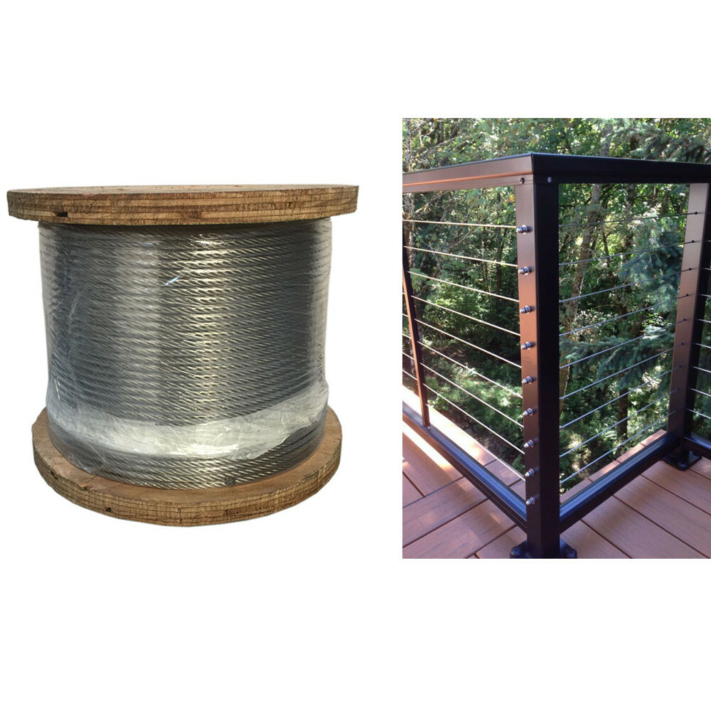 250 Ft. STAINLESS STEEL 316 1/8″ 1×19 Cable Rail Railing Wire Rope Strand
