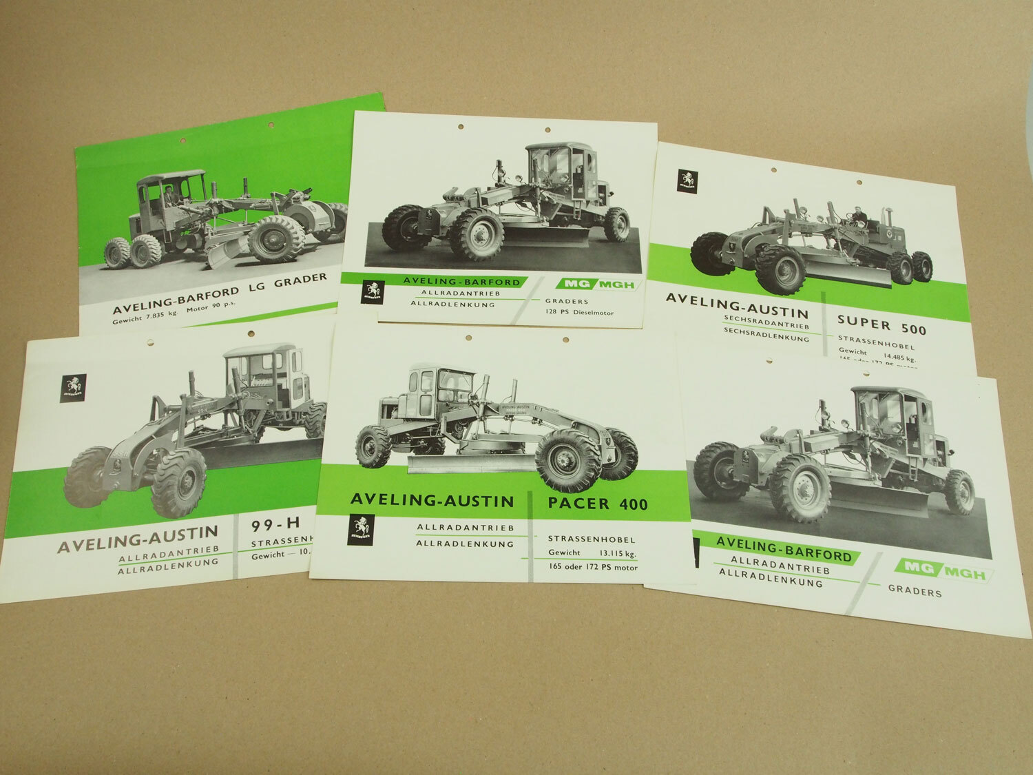 6 1965 Aveling Austin Barford Pacer 99-H Pacer 400 MG MGH Super 500 Brochures