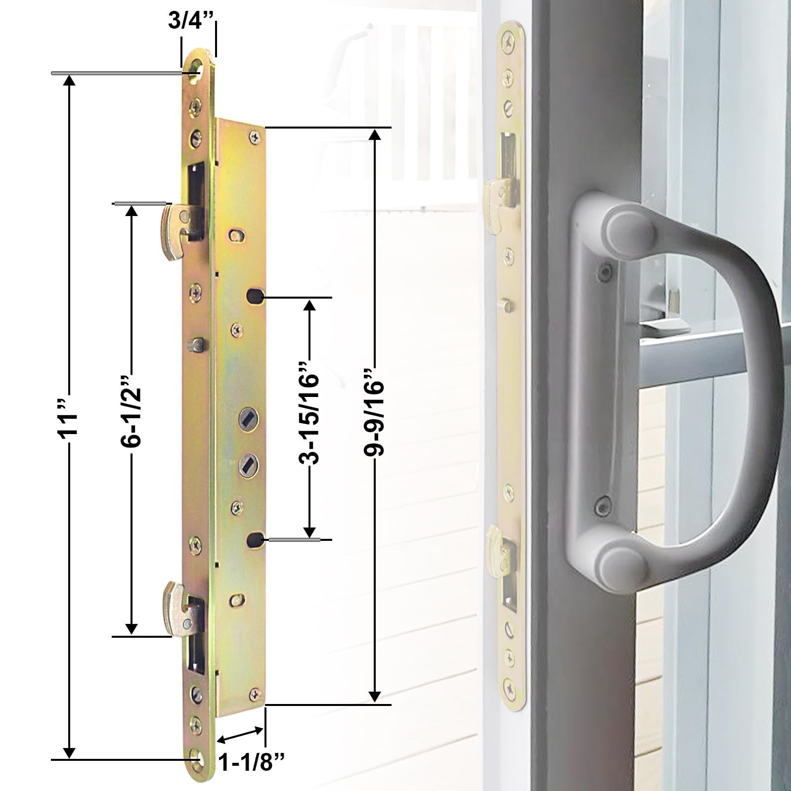 Multi-Point Mortise Lock for Sliding Patio Glass Door, Dual Point Hooks Latch…