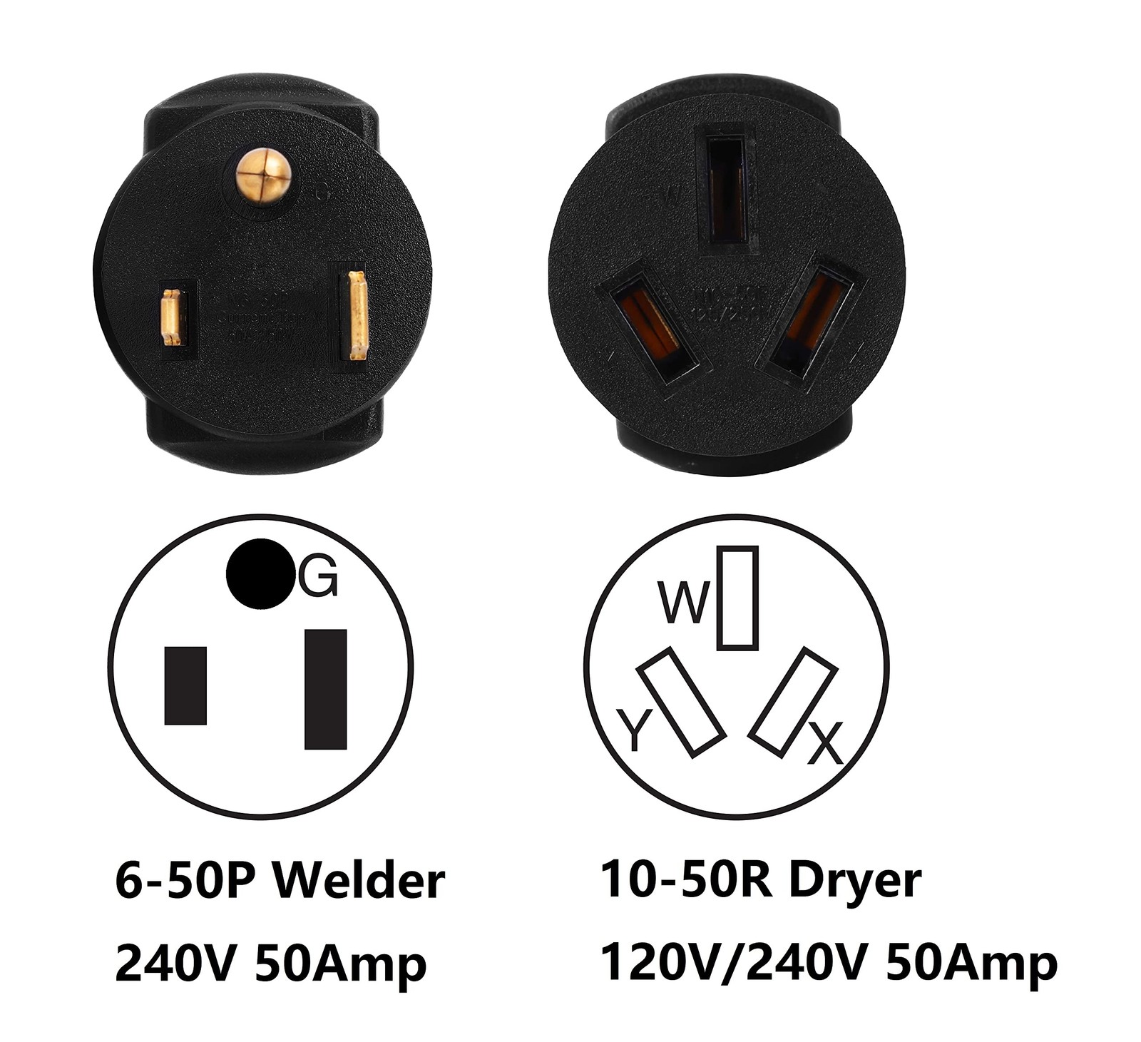 ONETAK NEMA 6-50P to 10-50R Compact 240V 50 Amp 3 Prong Male Plug 50 Amp…