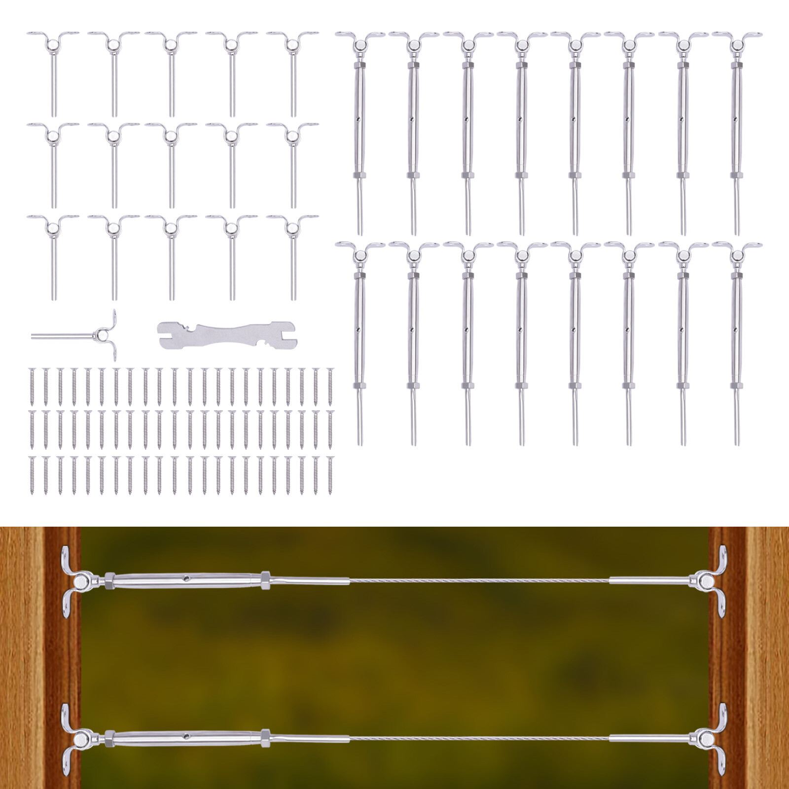 12*Deck 1/8″ Cable Railing Kit Stainless Steel Swage Toggle Turnbuckle Hardware