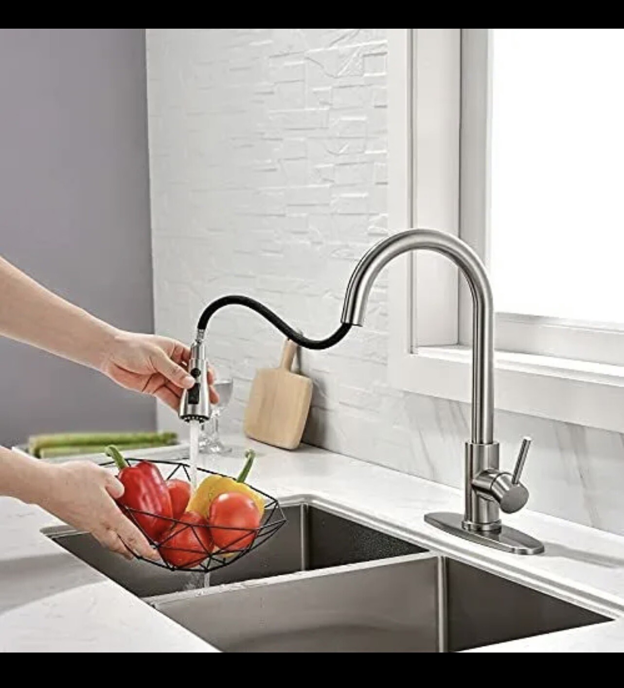 Kitchen Faucet with Pull Down Sprayer Multitask Mode Single Handle High Arc P…