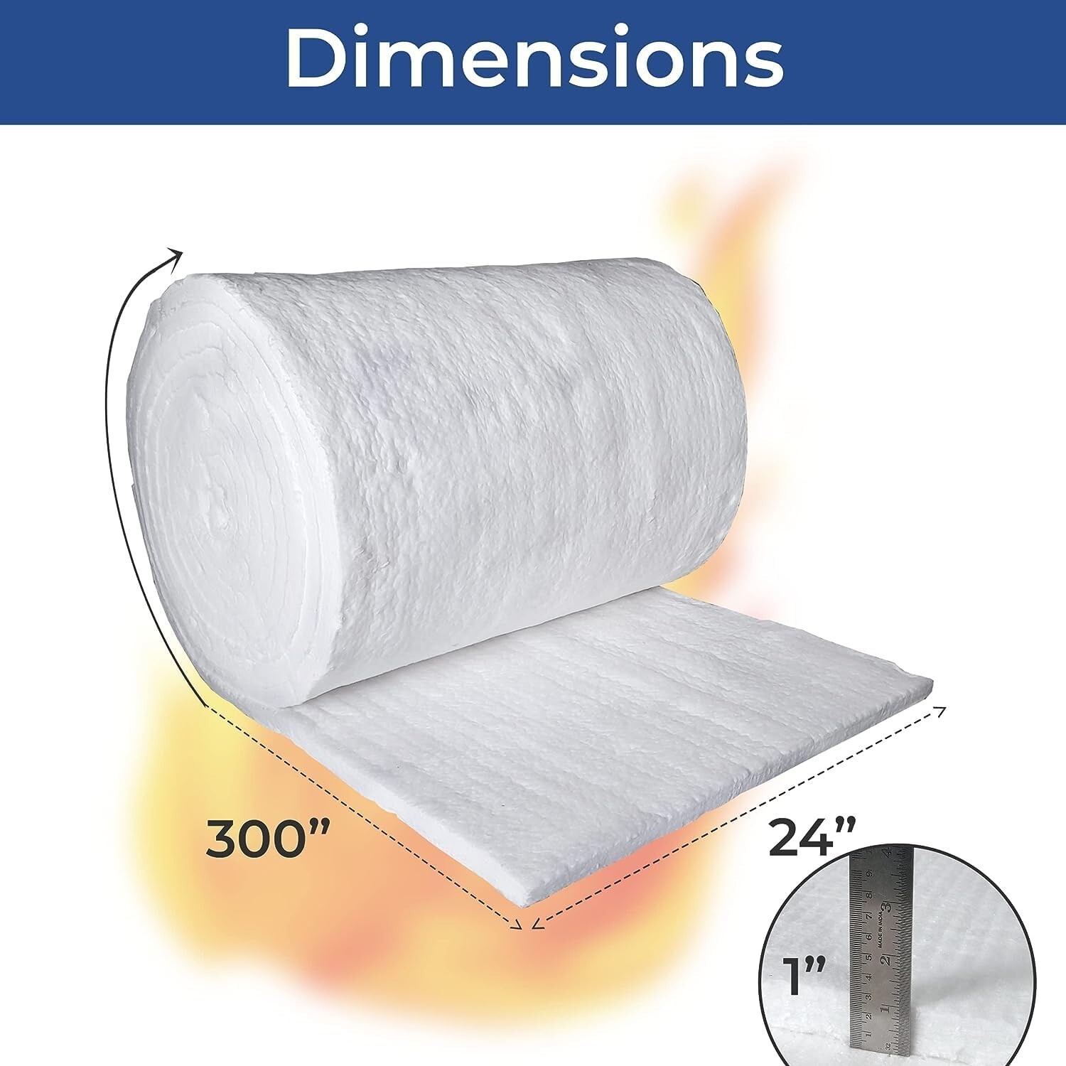 Ceramic Fiber Blanket – 1″ x 24″ x 25′ – High Temp Insulation Blanket – 2400F