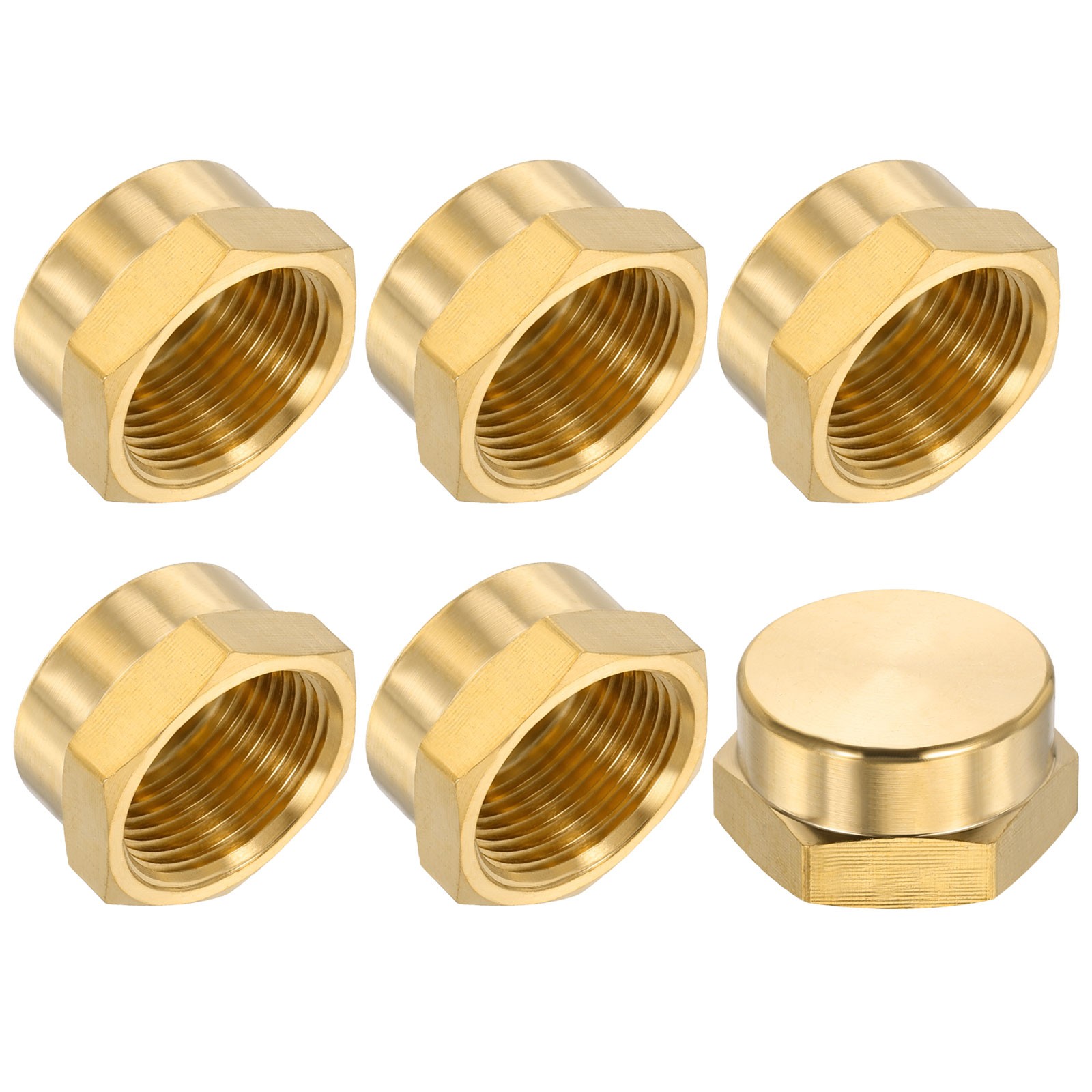 6Pcs 3/4″ NPT Female Brass Pipe Fitting Cap Hex Head Tubing Thread Ends Cap