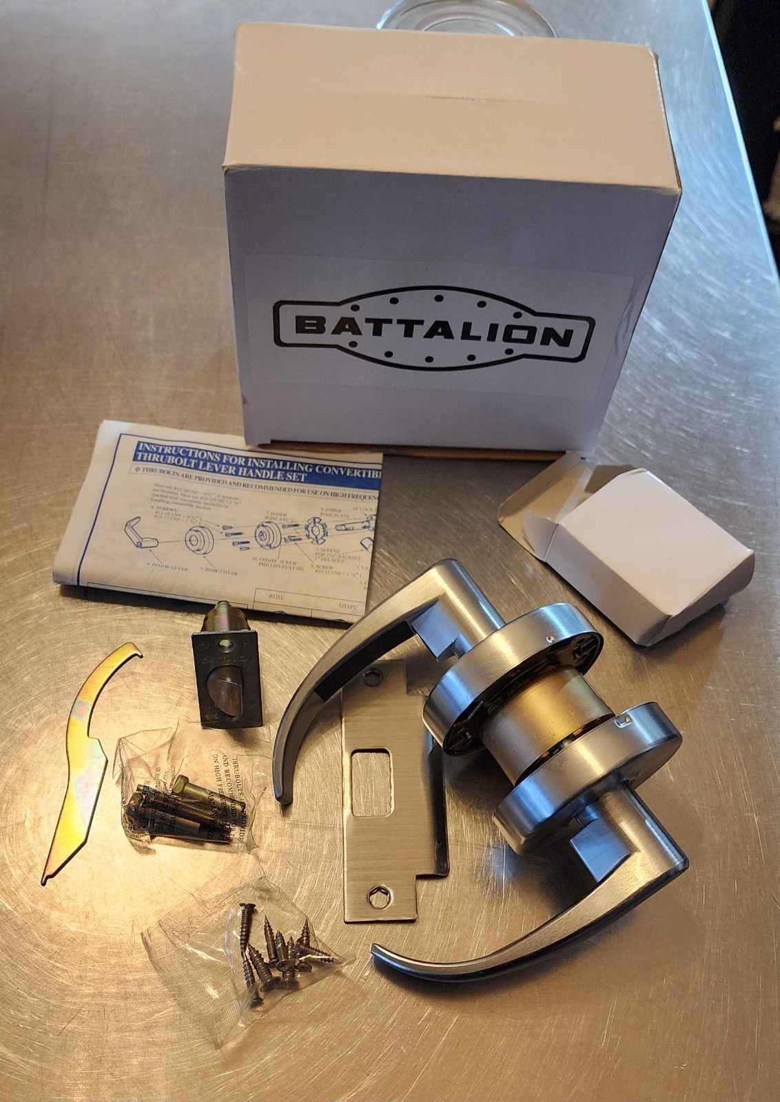 Battalion 1TPN5 Lever Lockset, Commercial, Brushed stainless steel, non-locking