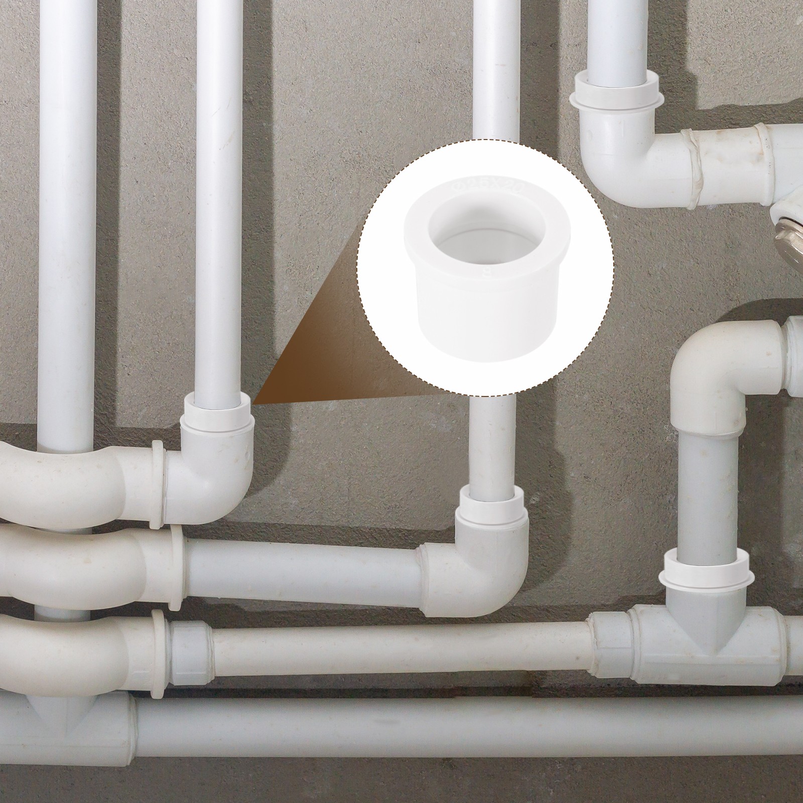 10 Pcs PVC DWV Reducer Bushing 2″ x 1-1/4″ (Socket x Socket) Connector White
