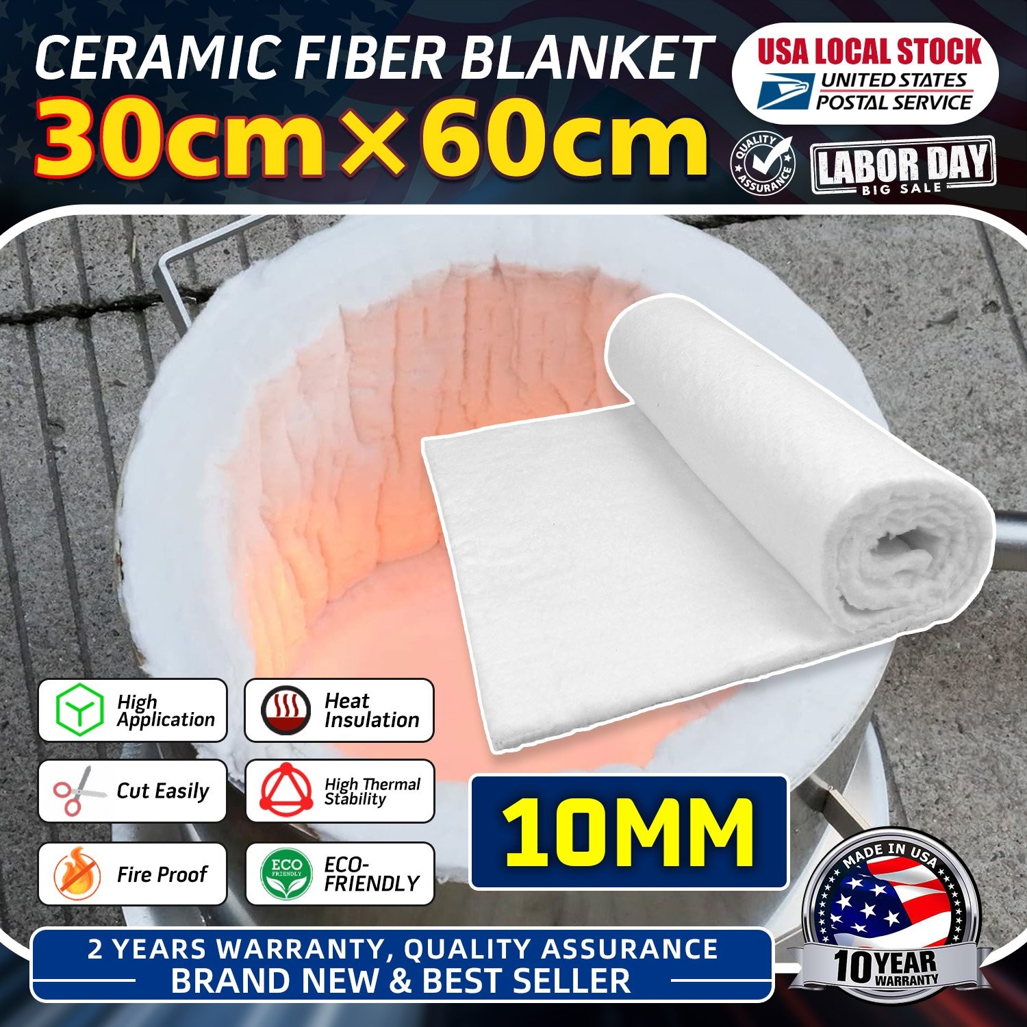 Ceramic Fiber Insulation 24″×12″ Insulation Blanket for Pellet Stove, Fireplace