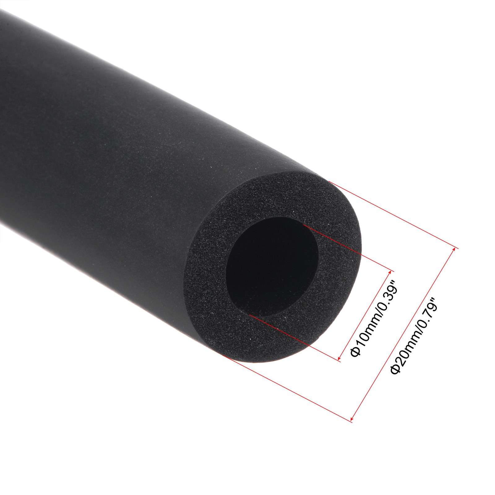 Foam Tubing for Handle Grips Pipe Insulation 3/8″ 10mm ID 20mm OD 2m Black