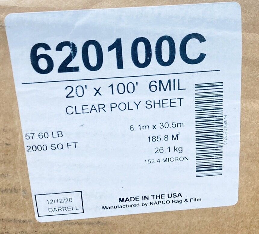 GRIP RITE 620100C CLEAR POLY SHEETING 6 MIL 20′ X 100′