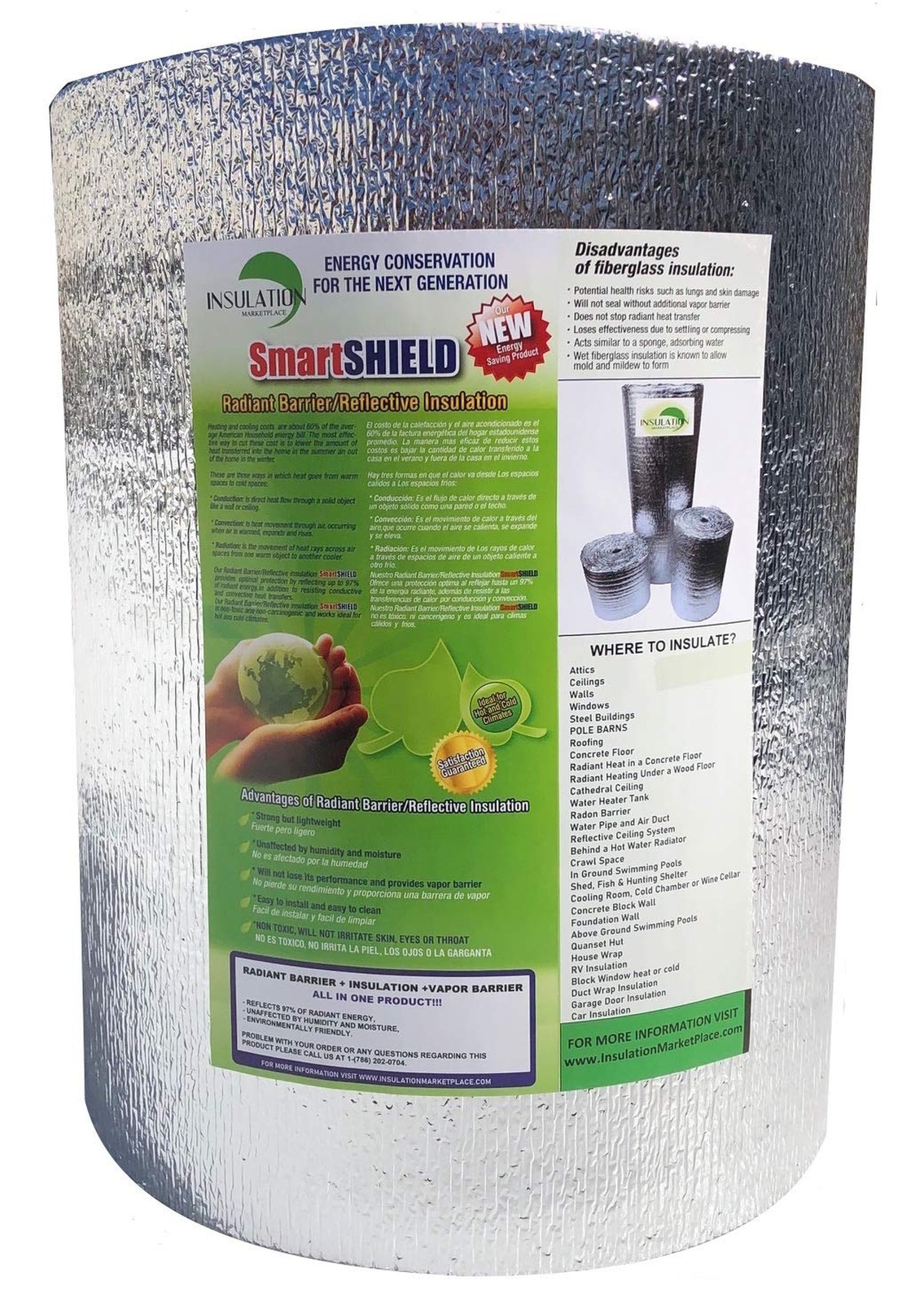 SmartSHIELD -5mm 24”X50ft Reflective Insulation Roll, Foam Core Radiant Barr…