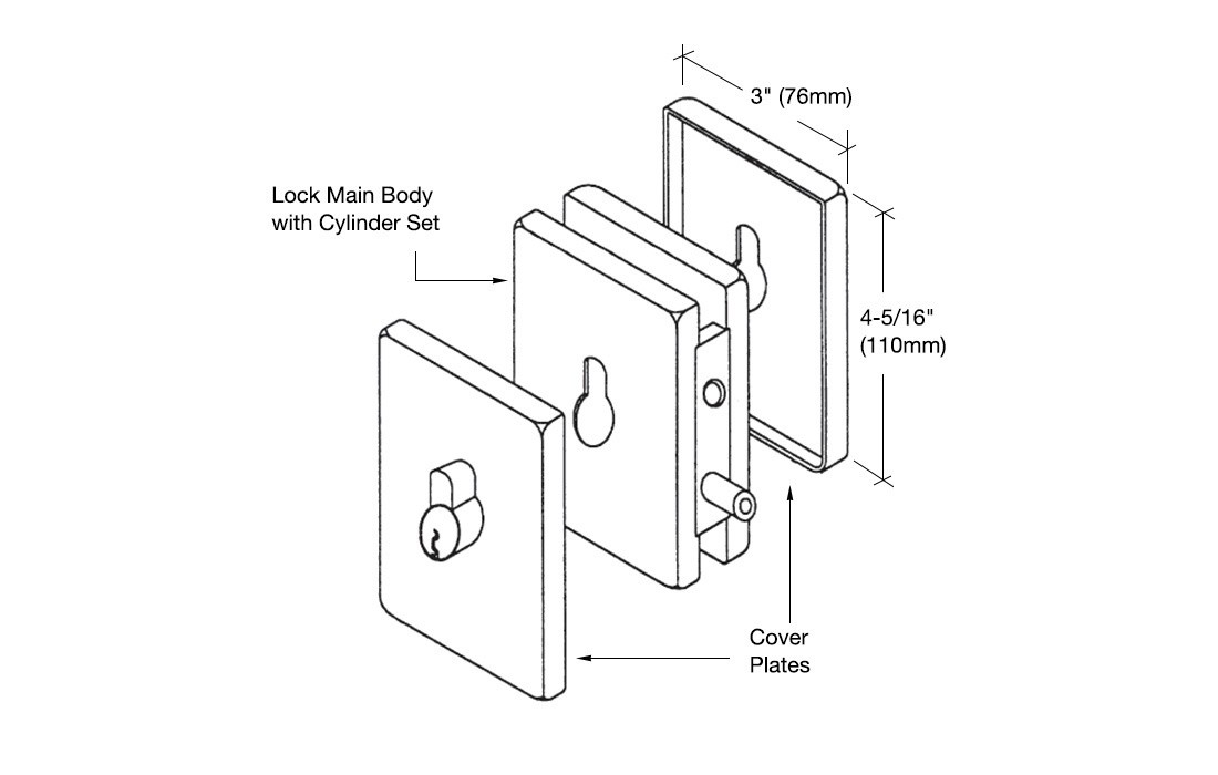 CRL EUR681PS Polished Stainless EUR Series Center Housed Patch Lock