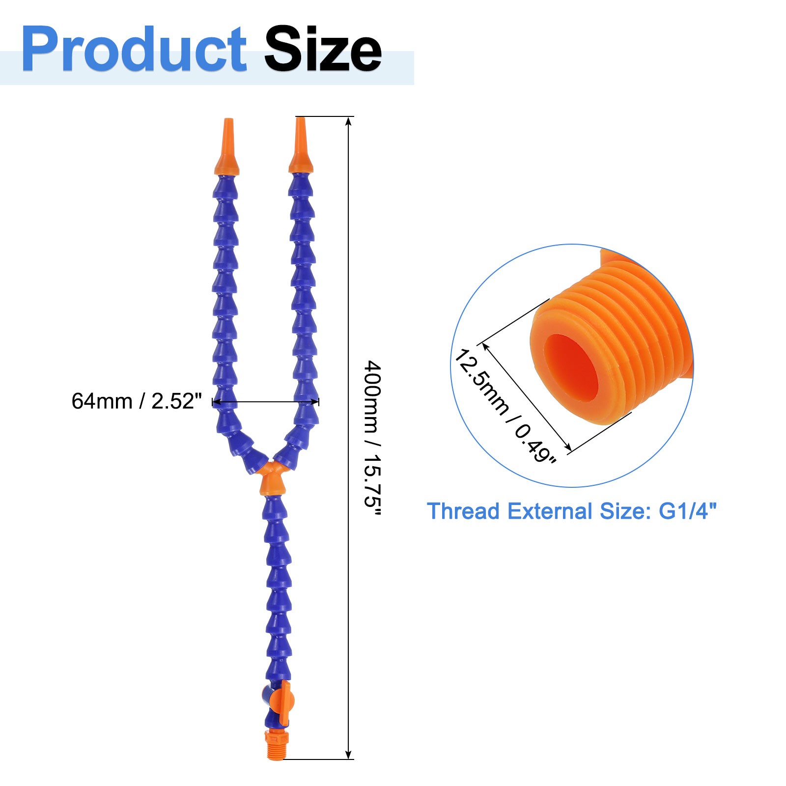 4Pcs G1/4″ 400mm Y Shape Flexible Water Oil Coolant Pipe Hose with Switch