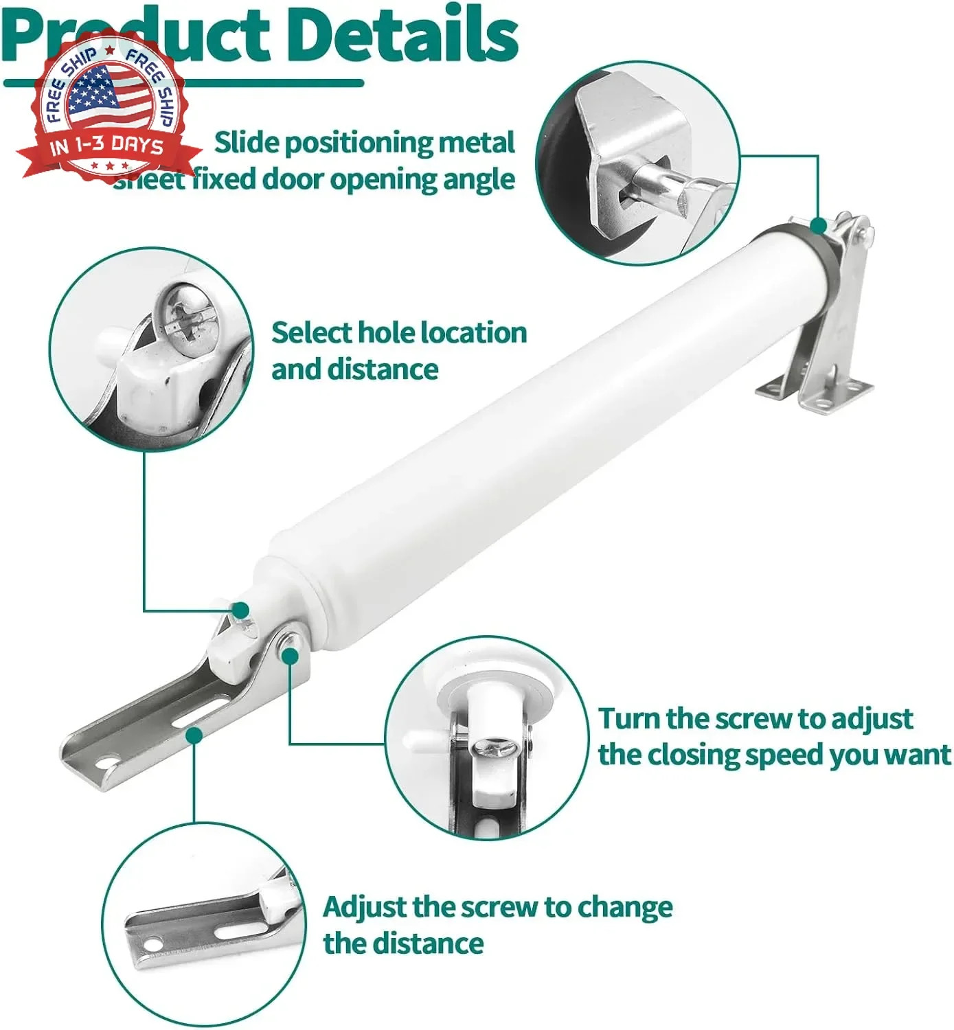 Screen and Storm Door Closer Kit, Heavy Duty Pneumatic Screen and Storm Door Clo