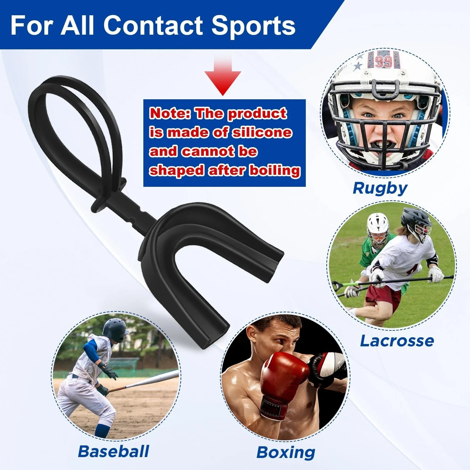 Dunzy YOUTH 80 Pcs Strapped Mouth Guard Football Sport Mouthguard No Boil