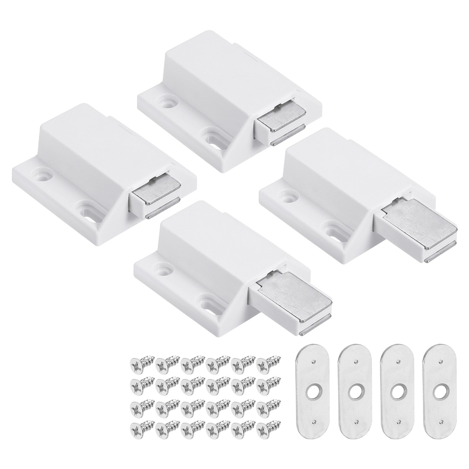 4 Pcs Magnetic Push Latches for Cabinet, 1.5×1.26 Inch Push to Open Latch White