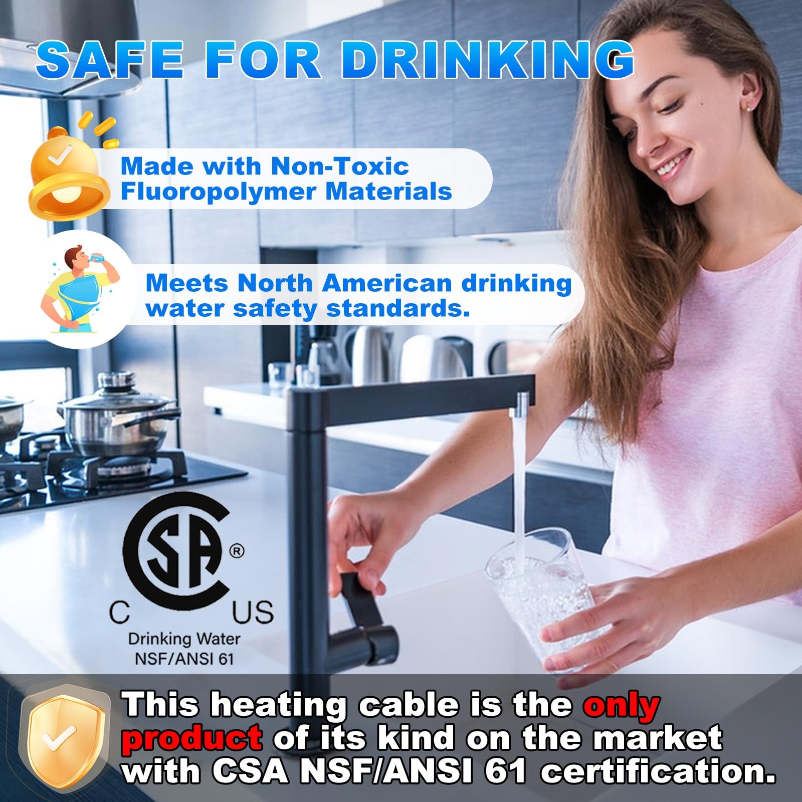 HEATIT Heating Cable for Drinking Water Supply NSF/ANSI/CAN 61 Certified Self…