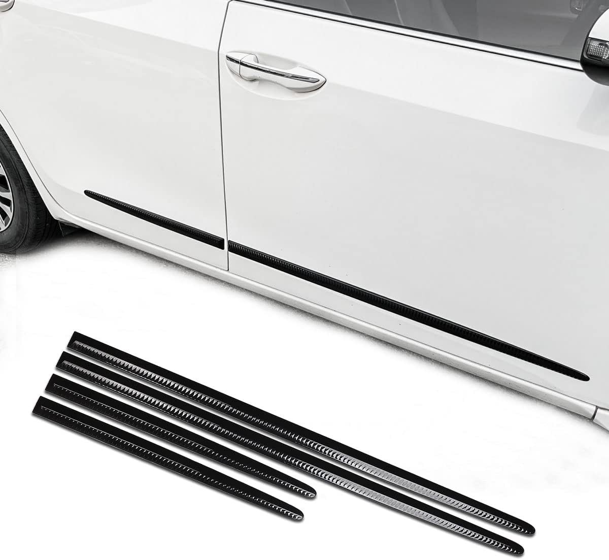 4PCS Car Door Protector Molding Trim Kit Strip Universal Black Dent Prevention