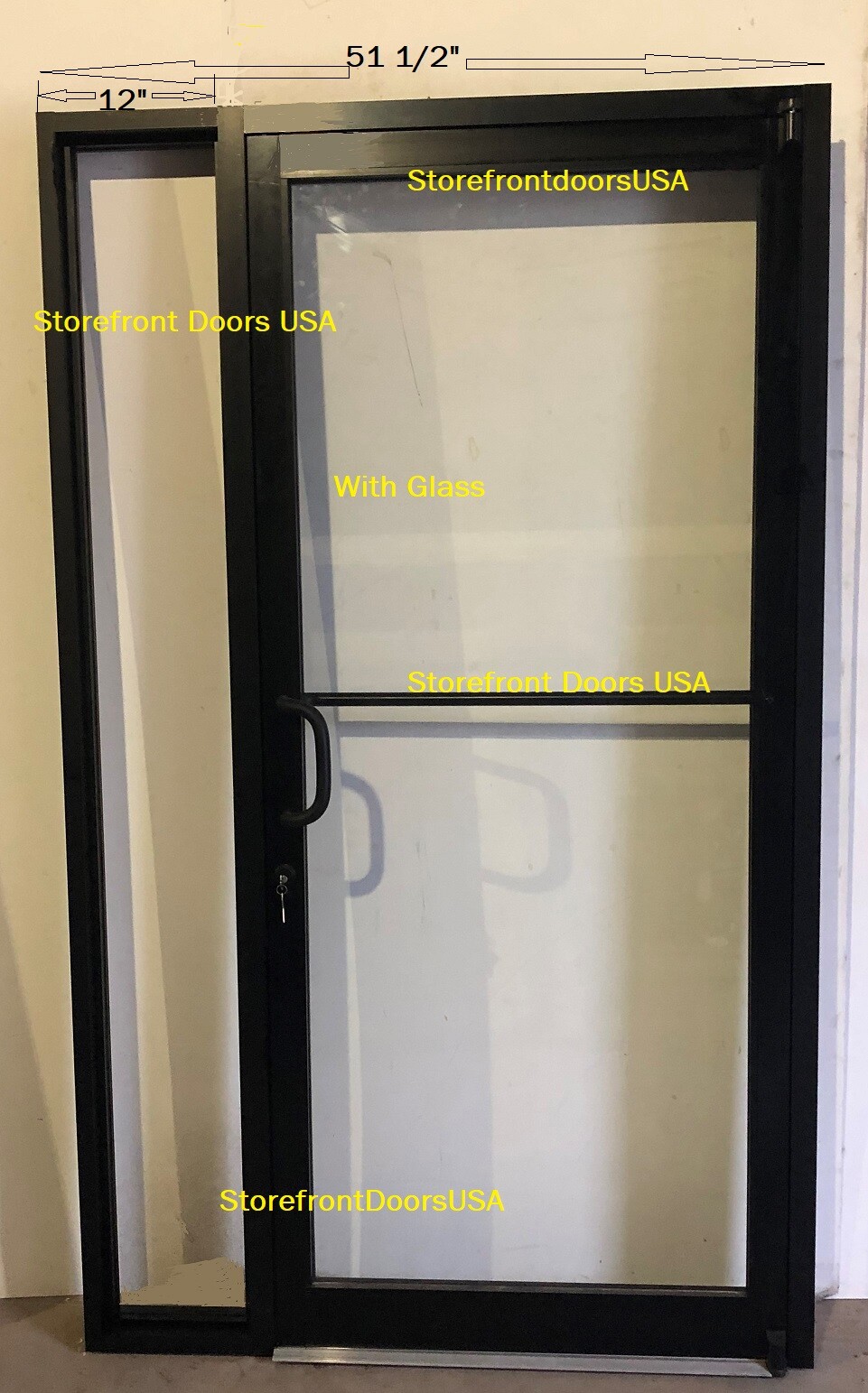 Storefront Door LH offset-pivot 3X7 Bronze anodized w-GLASS, Closer& 12″sidelite